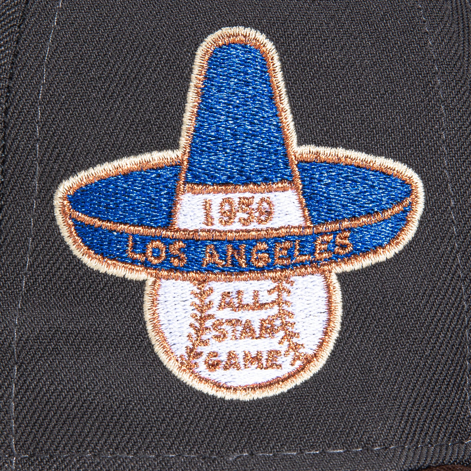 New Era 59Fifty Los Angeles Dodgers 1959 All Star Game Patch Snapback Hat - Graphite, Brown & Metallic Copper | Vintage Baseball Cap for Men & Women | Game Day, Streetwear & Sports Fan Fashion