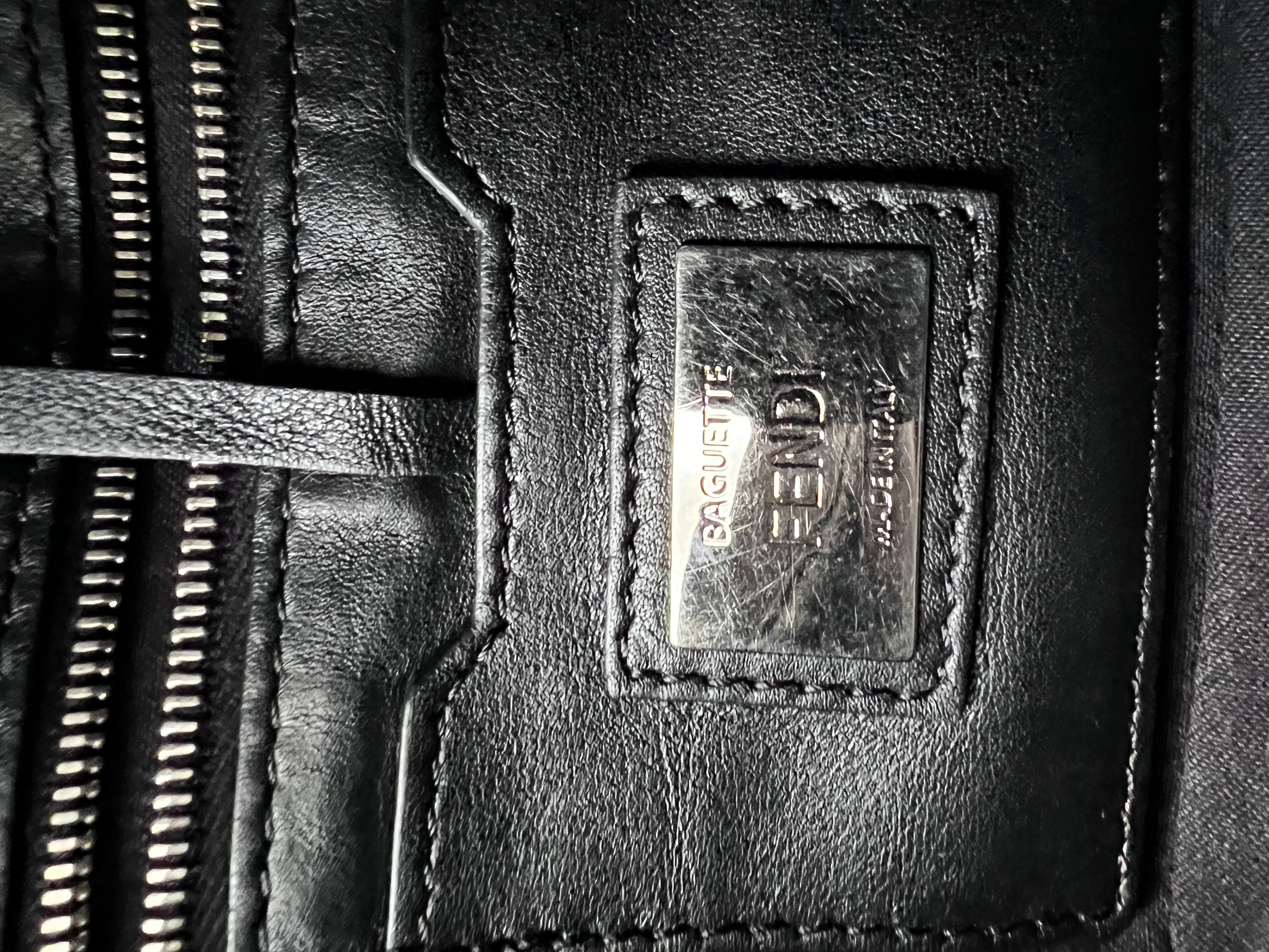 Fendi 3D Floral Black Leather Baguette Handbag - Elegant Crossbody Purse for Women, Perfect for Parties, Dates & Evening Events