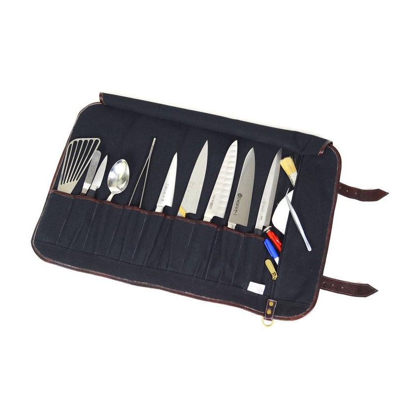 Boldric BOCKR109 9-Pocket Abalone Canvas Knife Roll Bag for Chefs, Butchers & Culinary Professionals - Perfect for Kitchen, BBQ & Outdoor Cooking