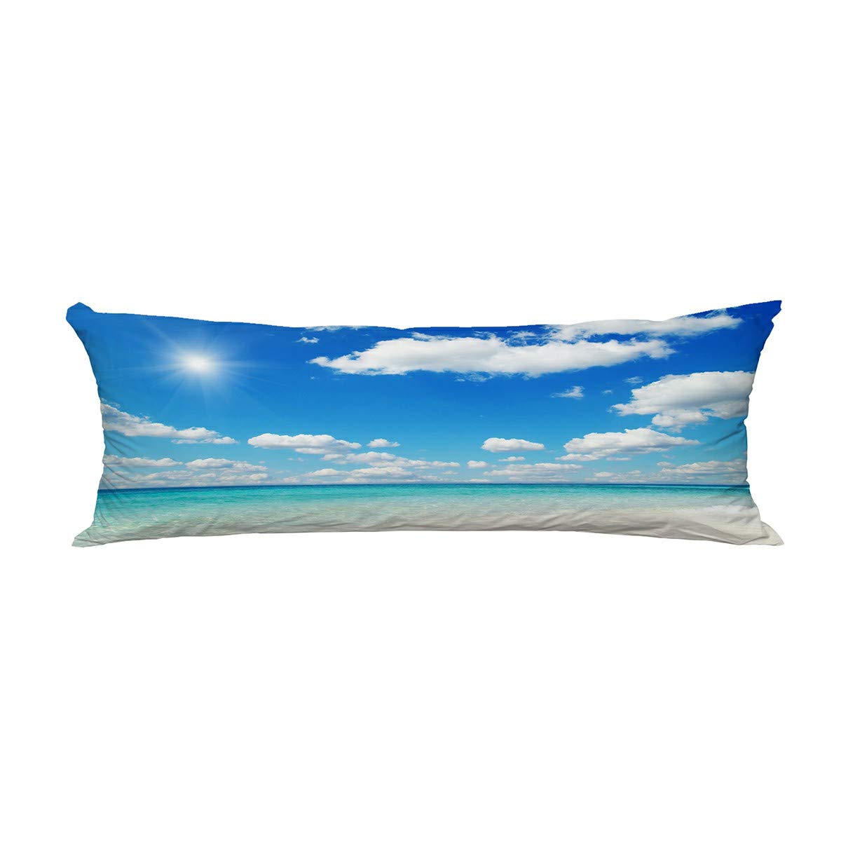 ECZJNT Tropical Sea Print Body Pillow Cover - 20x60 Inch Pillow Protector Case for Sofa, Bed & Travel - Soft Decorative Pillowcase for Home Decor