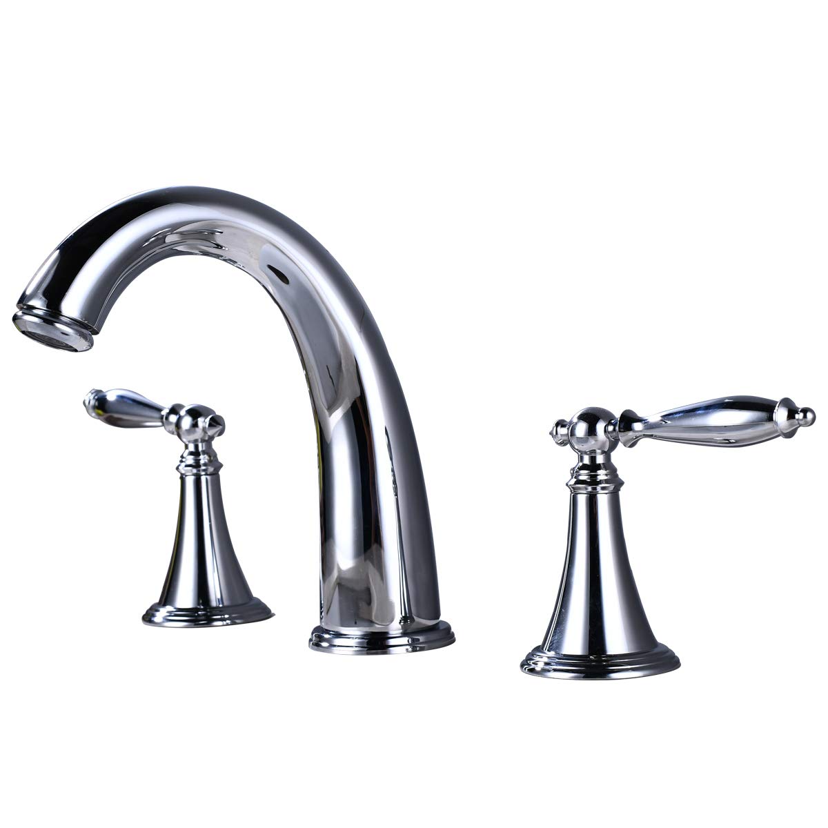 Chrome Widespread Bathroom Faucet - 2-Handle 8-16 Inch Deck Mount Sink Faucet with 3 Holes for Hot & Cold Water - Perfect for Bathroom Vanity, Lavatory, and Bathtub Installation