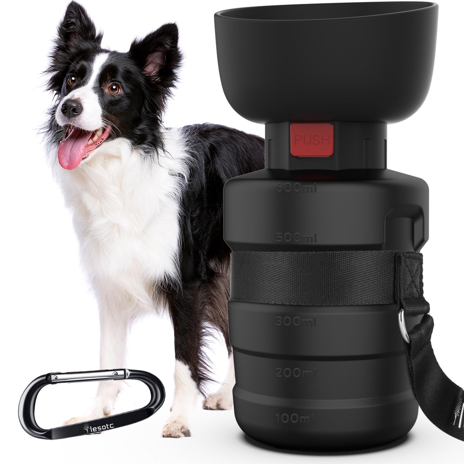 2023 Upgraded Foldable Dog Water Bottle - Portable Leak Proof Pet Water Dispenser for Dogs | BPA Free & Lightweight | Perfect for Outdoor Walking, Hiking, Travel, and Camping with Your Pet