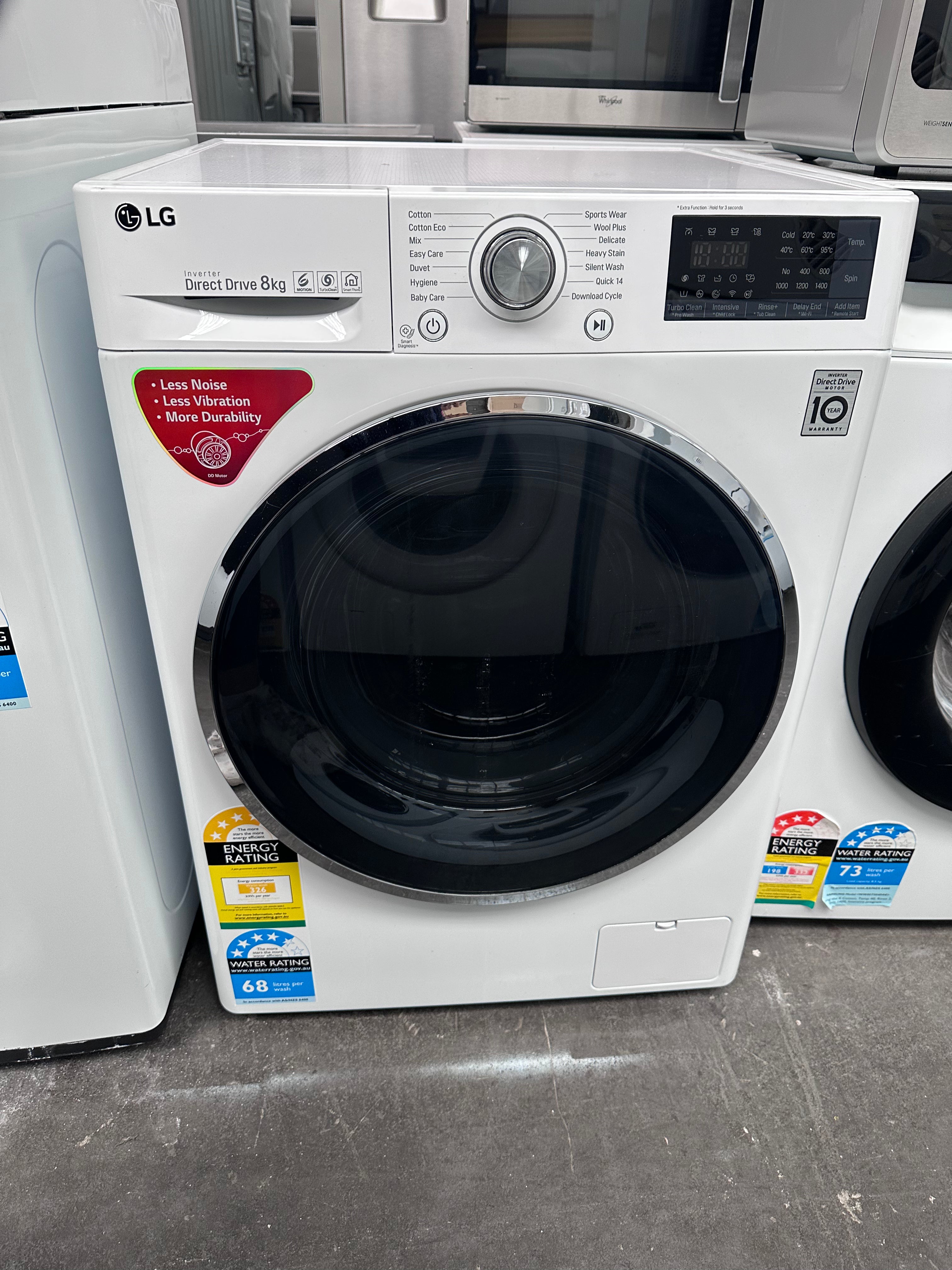 LG 8kg Front Load Washing Machine - Energy Efficient, Quiet Operation [Certified Refurbished] - Perfect for Apartments, Small Homes & Laundry Rooms