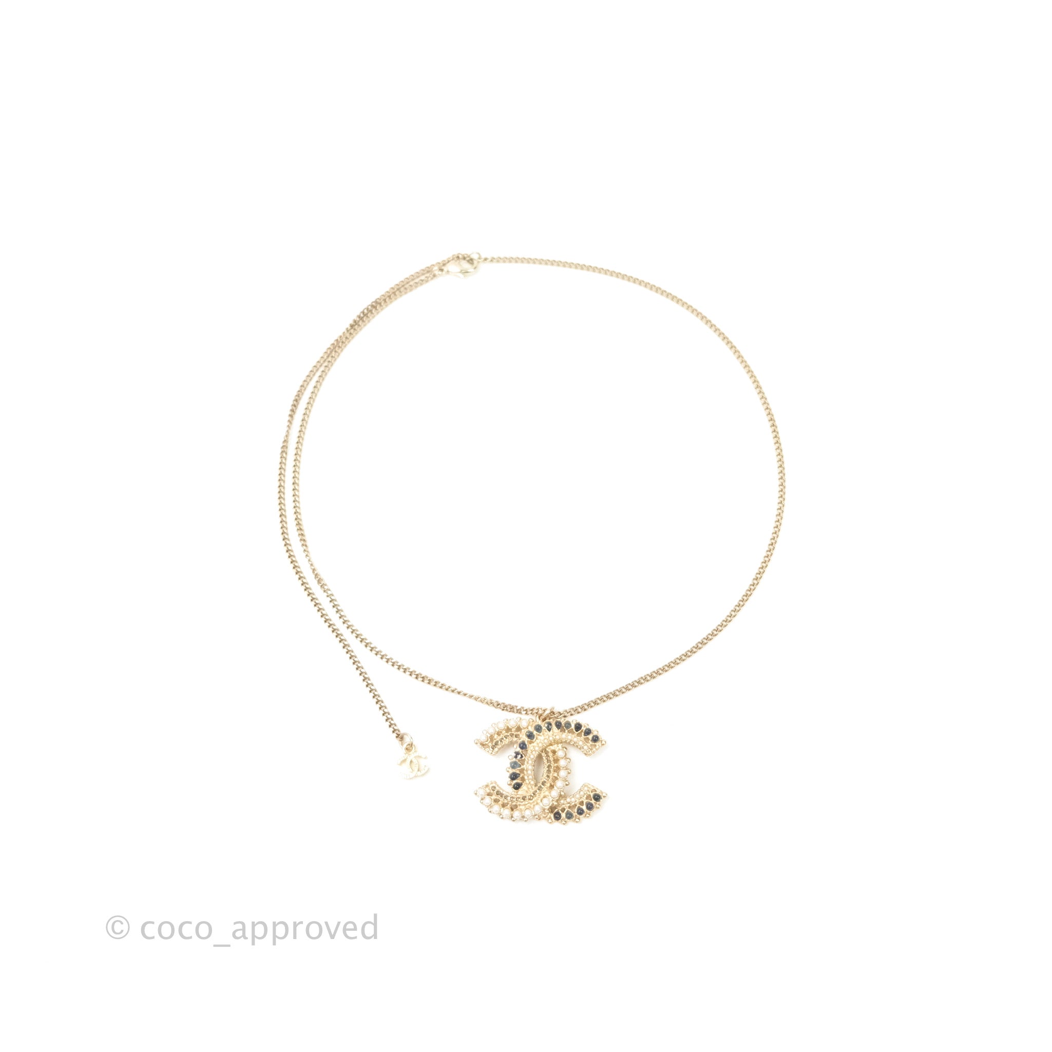 Chanel CC Pearl Pendant Necklace 18K Gold Tone Luxury Jewelry for Women - Perfect for Parties, Weddings & Special Occasions