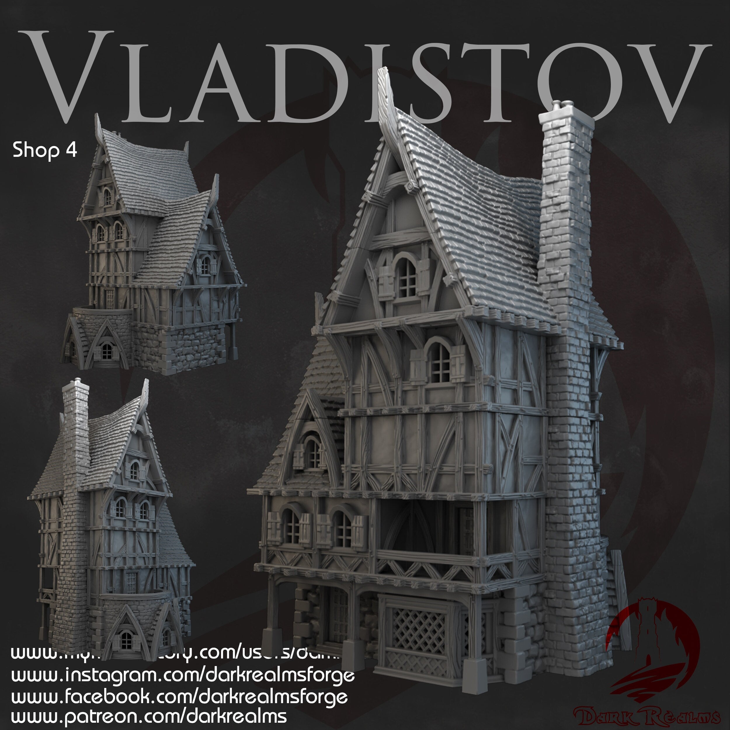 Vladistov Shop 4 - Vampire Town Haunted Cursed Terrain Set for Dungeons and Dragons RPG | Fantasy Tabletop Game Scenery for D&D Campaigns & Miniature Battles
