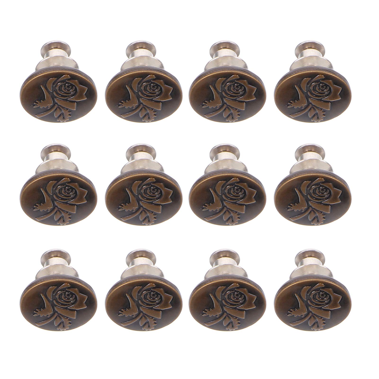 12-Piece Universal Waistband Expander Buttons - Adjustable Alloy Pants Pins for Jeans, Replacement Buckles & Jean Accessories - Perfect for Tight Pants, DIY Clothing Repair & Wardrobe Adjustments