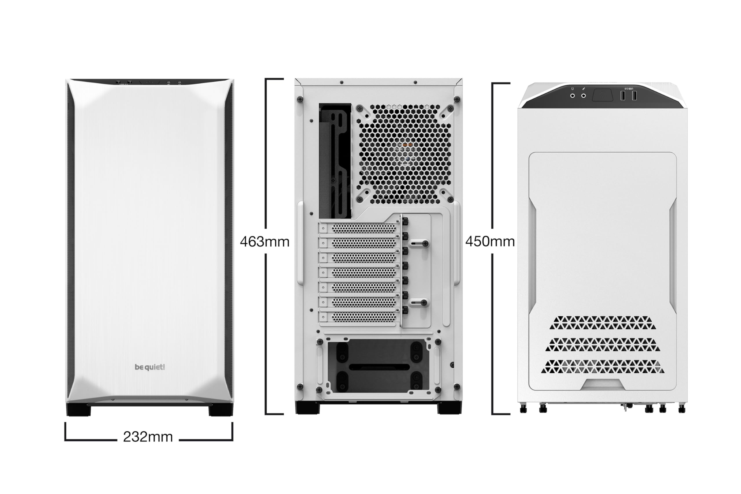be quiet! Pure Base 500 ATX Mid Tower PC Case - White | Tempered Glass Side Panel | 2 Pre-Installed Silent Wings 3 Fans | High Airflow & Noise Reduction | Perfect for Gaming & Workstation Builds