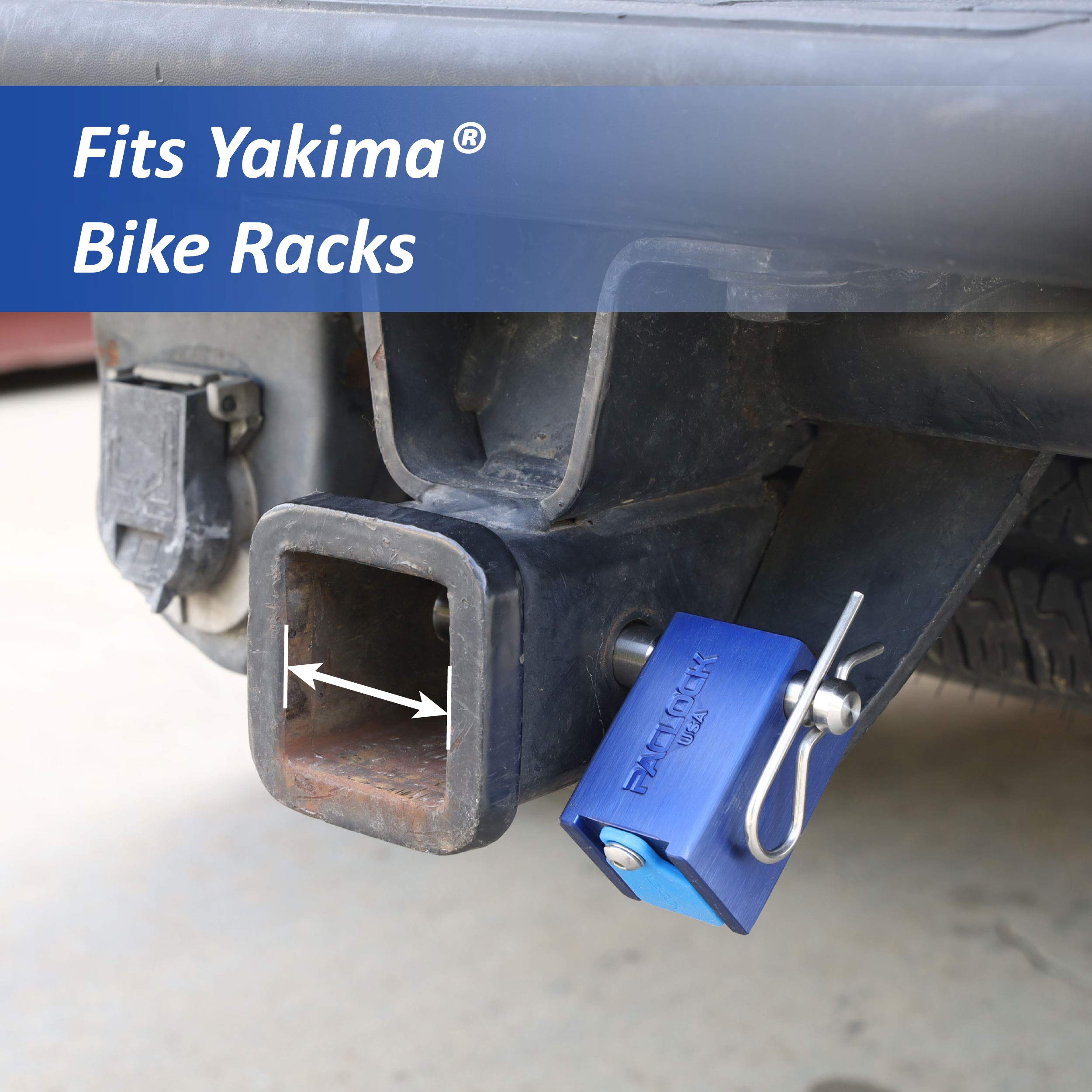 PACLOCK TL80A-YK-1 High Security Hitch Lock - BAA Compliant, 6-Pin Cylinder, 2 Keys (#26547) | Yakima Bike Rack Compatible, Blue Anodized Aluminum | Perfect for Securing Bikes, Cargo Carriers & Trailers During Travel & Storage