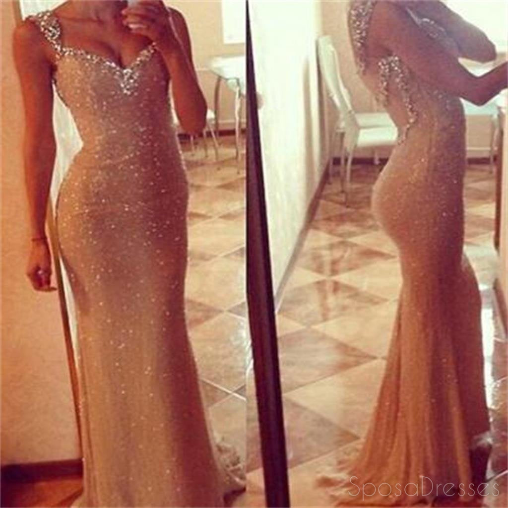 Elegant Gold Sequin Mermaid Prom Dresses 2017 - Long Formal Evening Gowns for Homecoming, Pageant & Special Occasions | Style PD0026