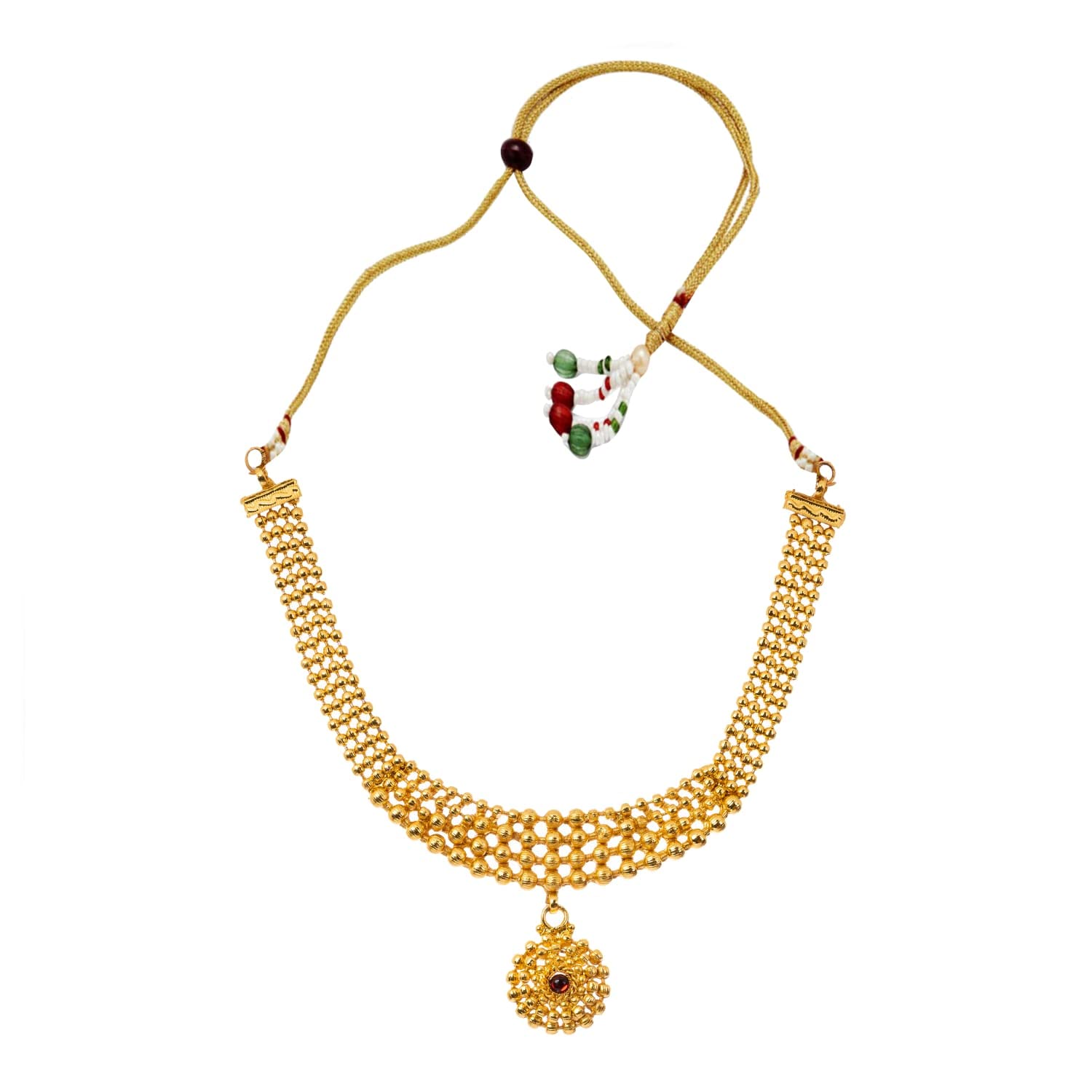 Antique Gold Plated Jewelry Set for Women - Vintage Round Pendant Necklace & Matching Earrings | Elegant Gift for Her, Birthday, Anniversary & Special Occasions