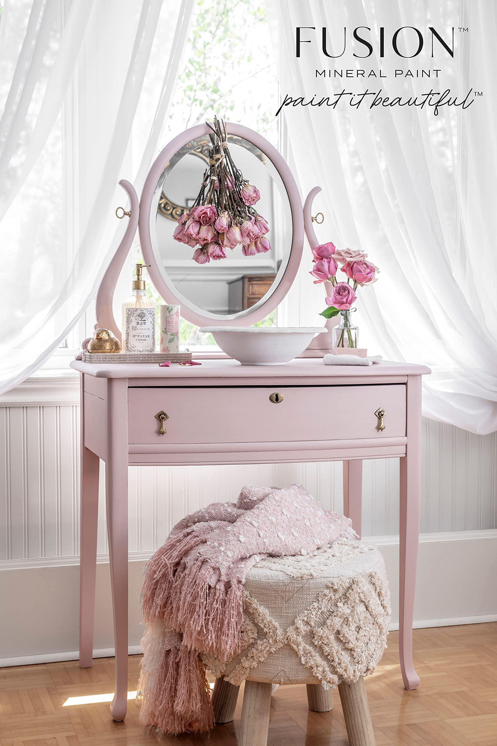 Fusion Mineral Paint - 500ml (16.9 oz) Rose Water - Premium Chalk Style Paint for Furniture, Cabinets & DIY Home Decor Projects - Eco-Friendly, Low VOC, No Sanding Required - Perfect for Shabby Chic & Farmhouse Style Makeovers
