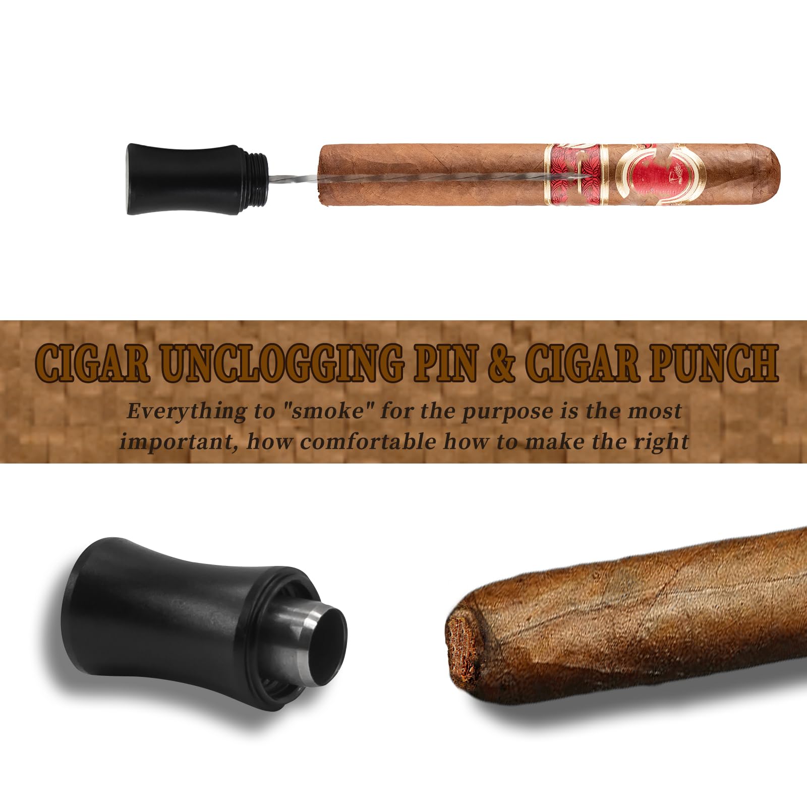 4-in-1 Cigar Punch Multitool Set with 8mm Hole Opener & Anti-Hot Finger Design - Premium Cigar Draw Enhancer for Smooth Smoking Experience - Perfect for Cutting Blocked Cigars & Enjoying Full Flavor Without Burns - Ideal for Cigar Lounges, Outdoor Smoking & Gifts for Cigar Lovers