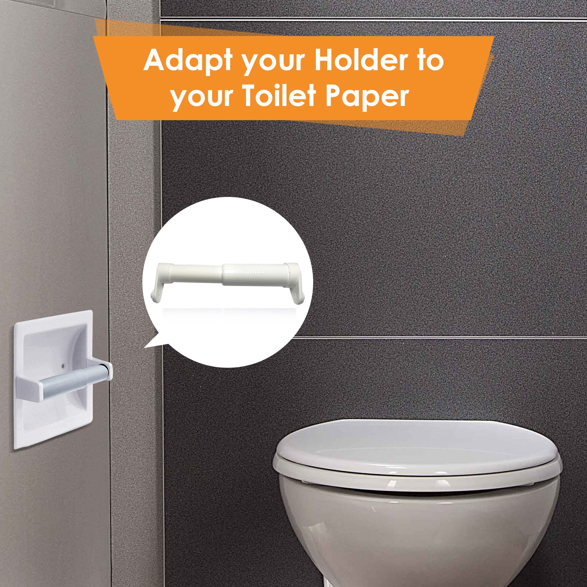 Toilet Paper Holder Extender - Adjustable Bathroom Organizer for Double, Triple & Mega Rolls | Space-Saving Solution for Small Bathrooms & RVs