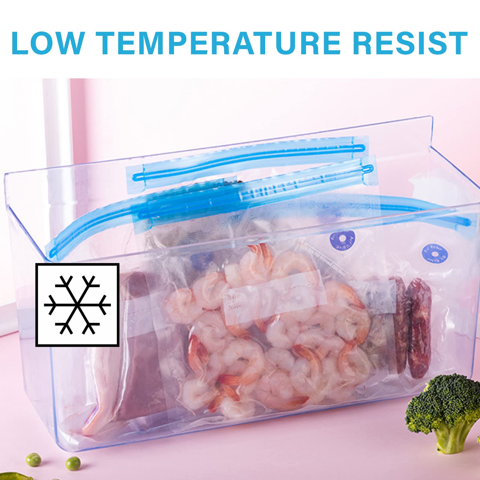 20 PCS Reusable Vacuum Sealer Bags for Food Storage, BPA Free Vacuum Zipper Bags - Freezer & Microwave Safe (2 Sizes: 8