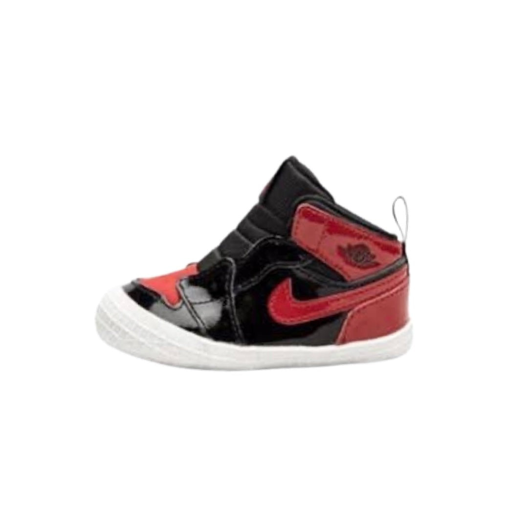 Jordan 1 Crib Bootie Bred Patent Leather Baby Shoes - Comfortable First Walkers for Toddlers (Ideal for Special Occasions & Everyday Wear)