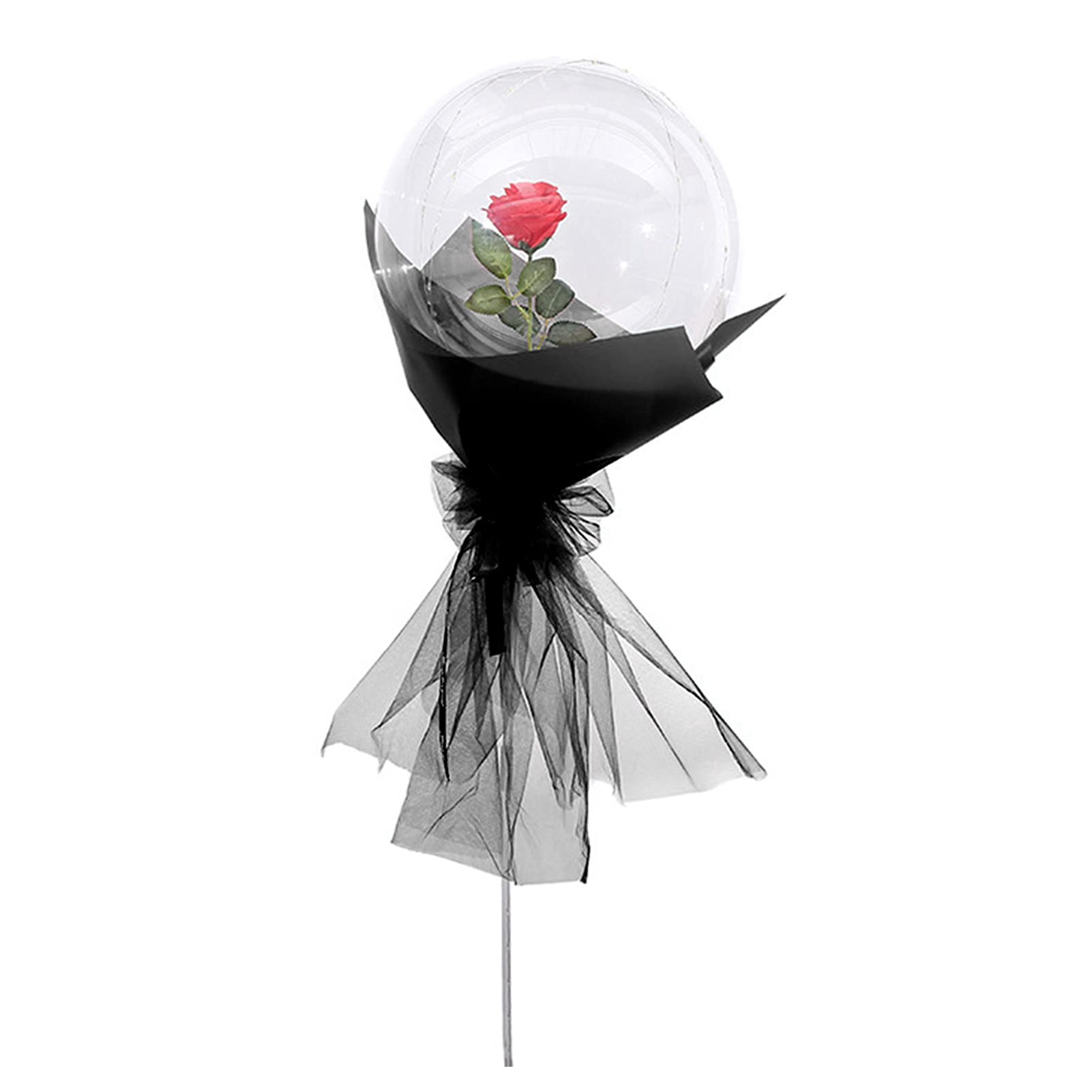 Glowing Rose Balloon LED Light - PVC Decorative Rose Balloon for Romantic Parties, Weddings, Proposals & Home Decor (Black)