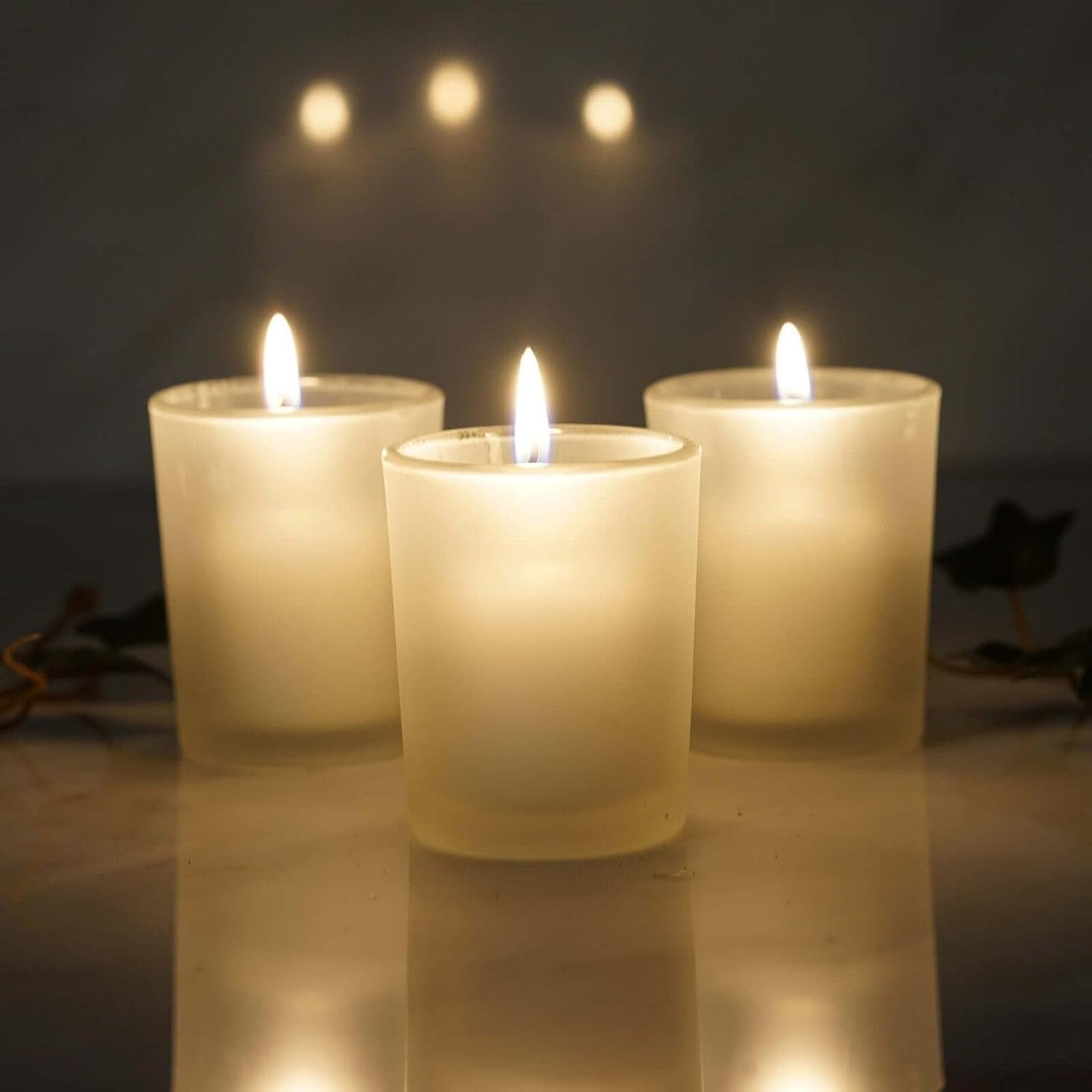 10 Pack Frosted White Glass Votive Candle Holders - DIY Candle Making Kit, Tealight Candle Cups for Wedding, Party, Home Decor & Table Centerpieces