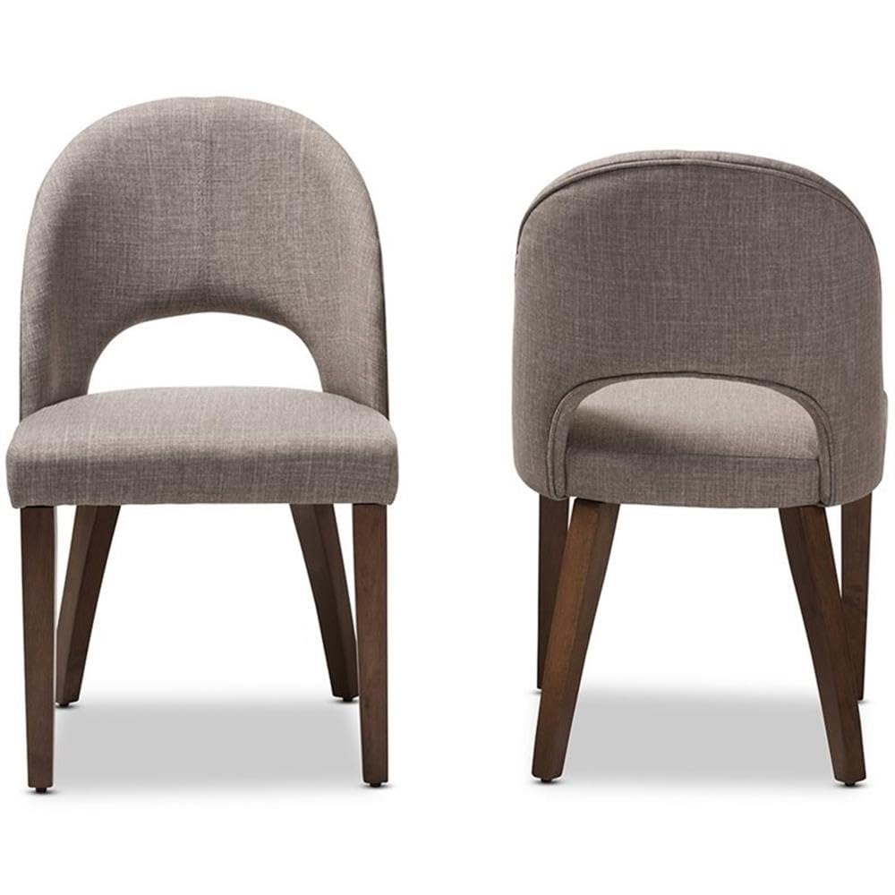 Baxton Studio Wesley Gray Upholstered Dining Chairs (Set of 2) - Modern Side Chairs for Kitchen, Dining Room & Office - Comfortable & Stylish Seating Solution