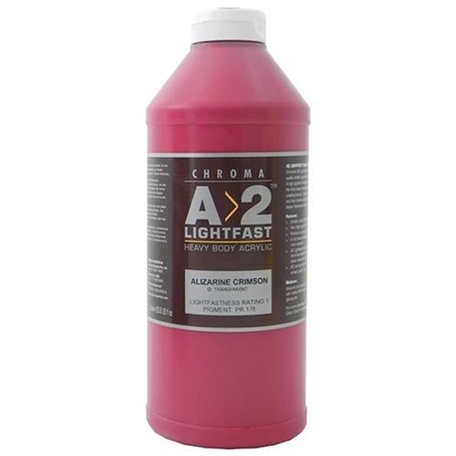 A2 Lightfast Heavy Body Acrylic Paint 1 Litre - Alizarine Crimson - Professional Artist Paint for Canvas & Fine Art - Vibrant Pigment for Oil Painting Techniques & Mixed Media