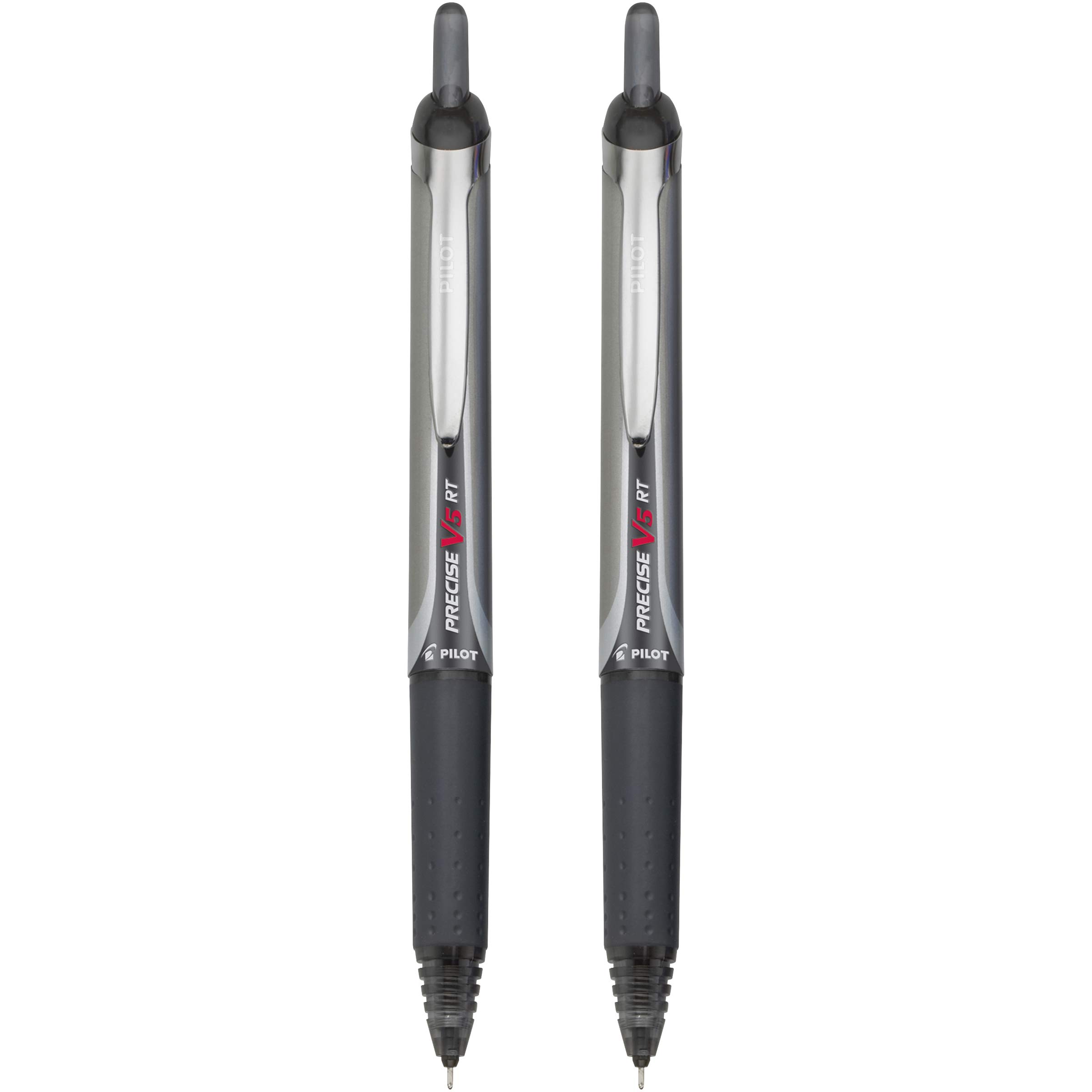 Pilot Precise V5 RT Retractable Liquid Ink Rolling Ball Pens - Extra Fine 0.5mm Black Ink - 2-Pack (26050) - Perfect for Note Taking, Journaling & Office Work