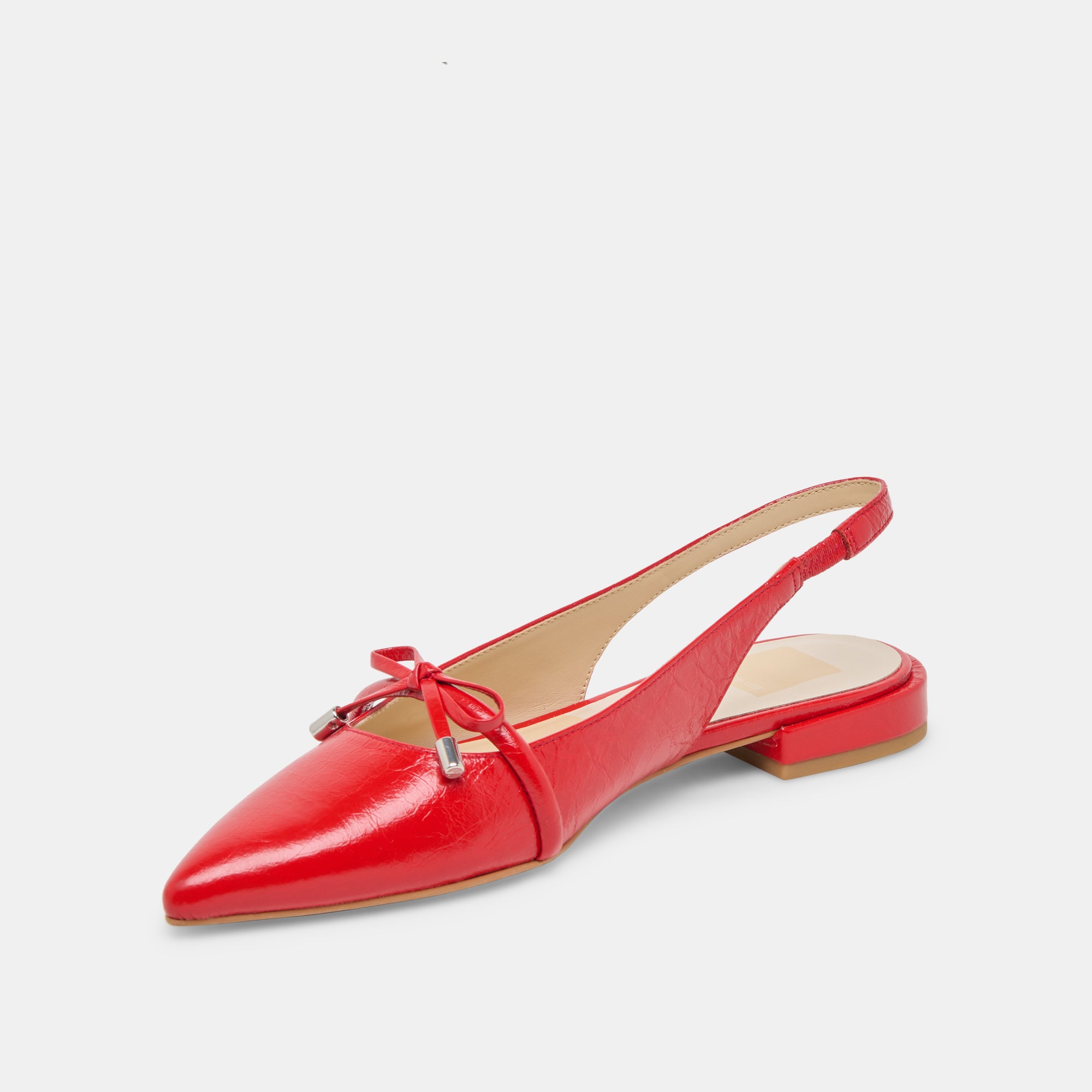 PAYGE Women's Flats - Chili Red Crinkle Patent Leather Slip-On Shoes for Casual Wear & Office Outfits