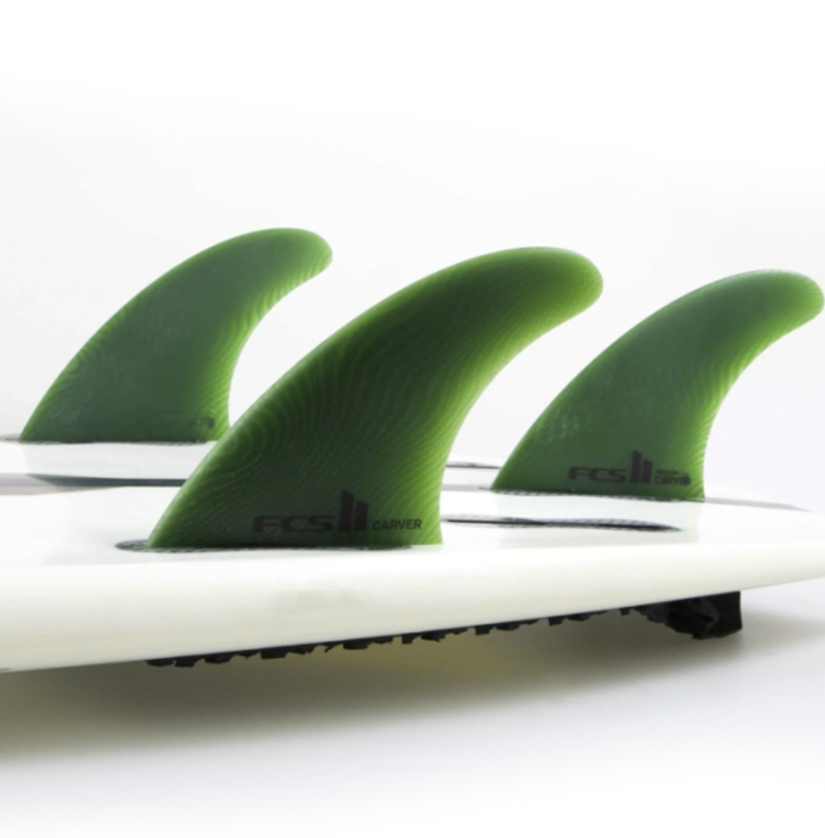 FCS II TRI QUAD Surfboard Fins for Carver Neo Glass - Sage Green Large Size - Perfect for Performance Surfing & Wave Riding