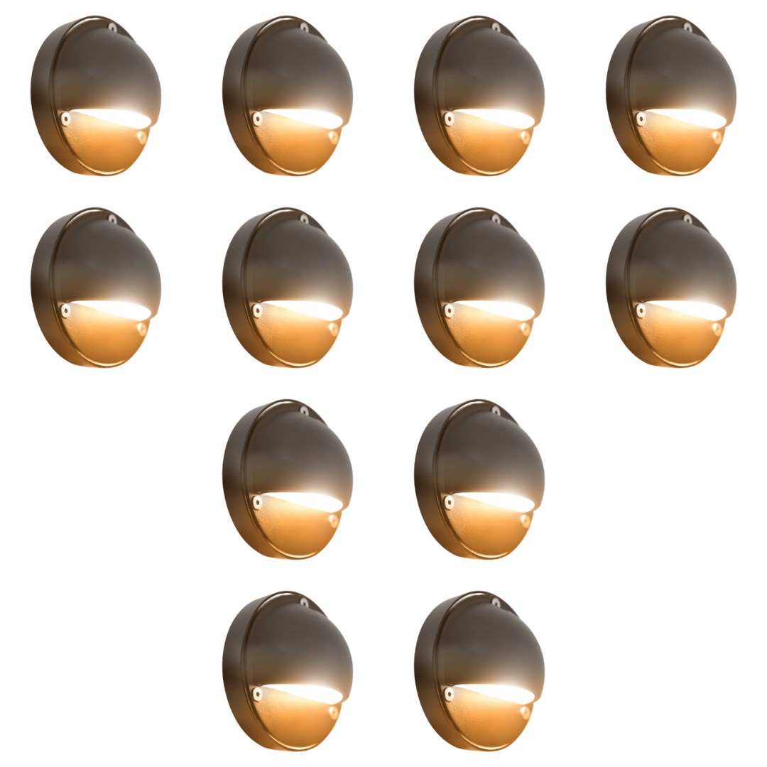 STA09 4x/8x/12x Pack 3W Integrated LED Round Aluminum Deck Light - Surface Mount Low Voltage Landscape Lighting - 3000K/5000K Warm White/Daylight - Perfect for Patio, Garden, Pathway, and Outdoor Stair Lighting
