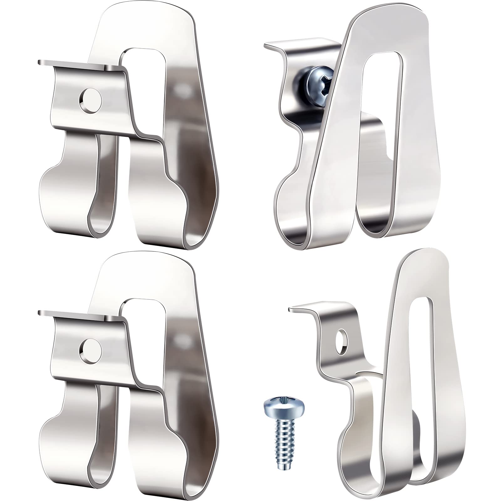 Stainless Steel Replacement Belt Clip Hooks for Power Tools - Heavy Duty Drill Belt Clip with Screws (4-Pack) - Perfect for Construction, DIY Projects & Tool Organization