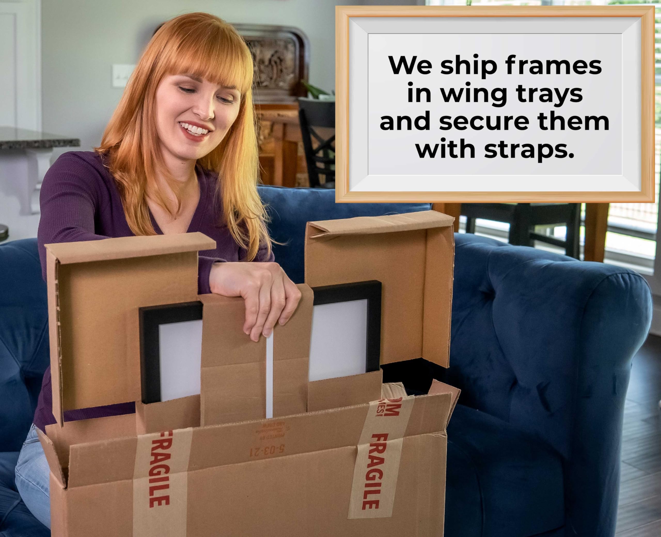 Natural 18x22 Inch Wooden Shadow Box Display Frame - Acid-Free White Backing & UV Protective Acrylic - 3/4