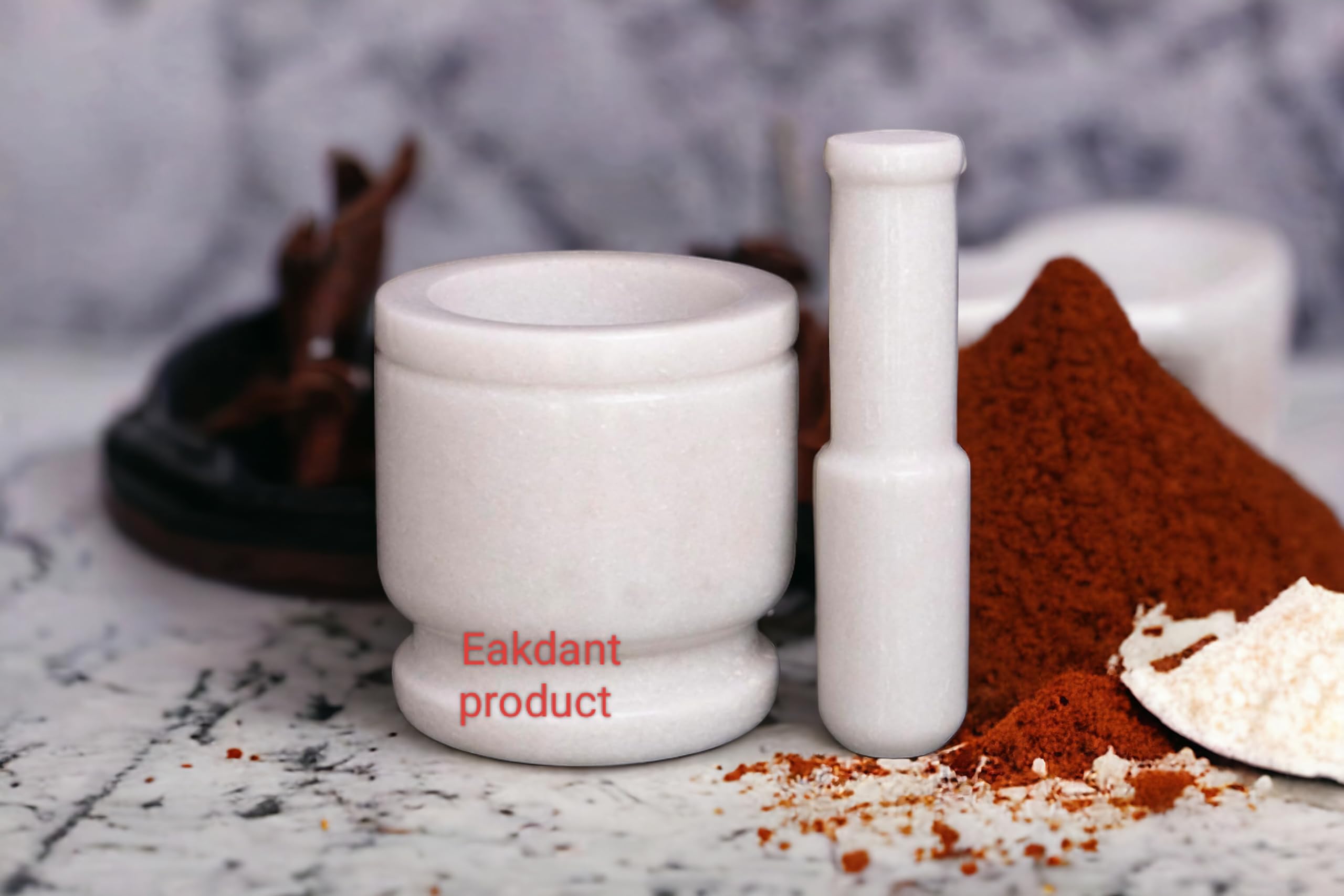 Natural Stone Grinder & Mortar Pestle Set - Large 5x5 Inch for Spices, Herbs, Garlic, Ginger - Traditional Handmade Kallu, Kunda, Dasta - Perfect for Indian Cooking, Ayurvedic Remedies & Kitchen Use