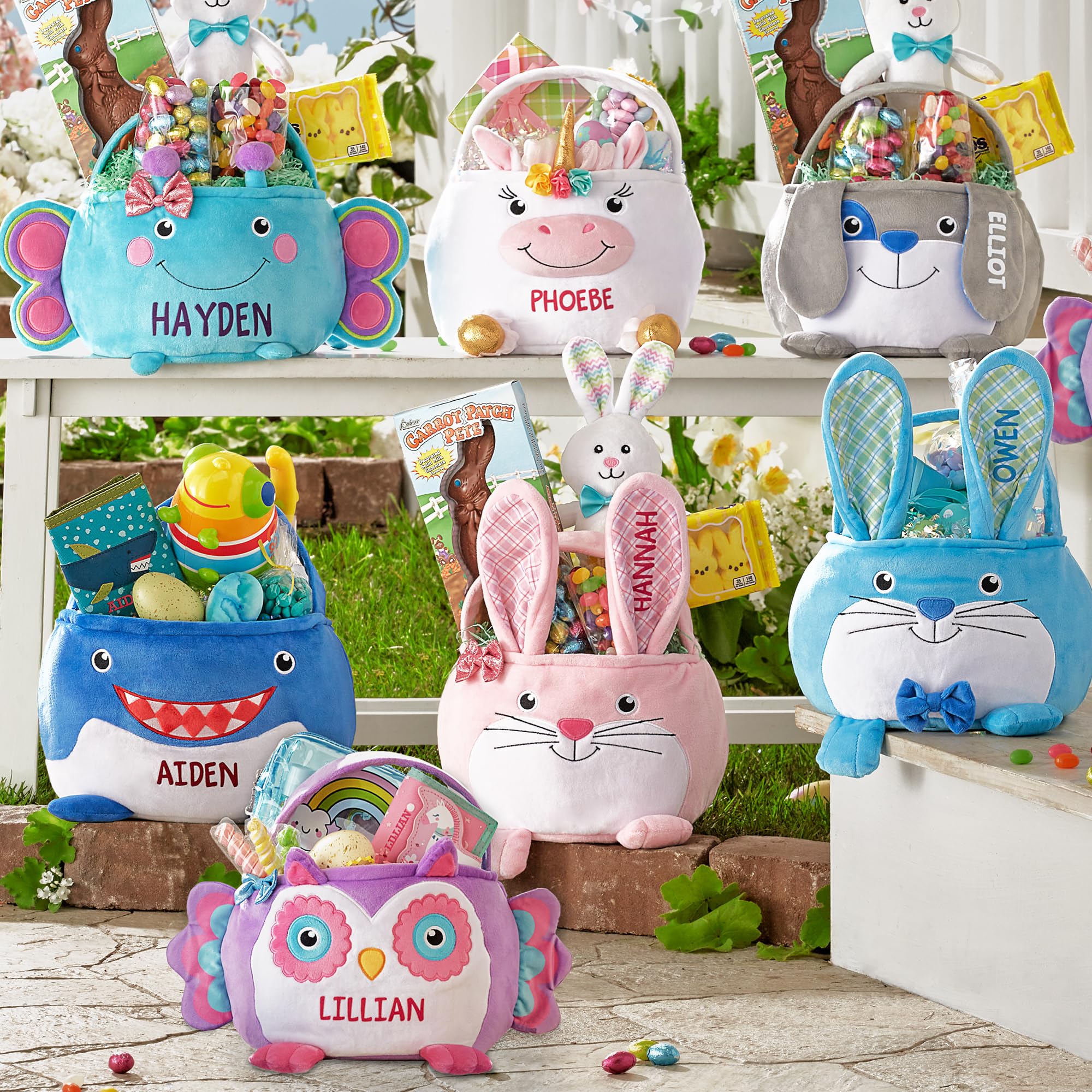 Personalized Easter Basket for Kids - Custom Name Plush Furry Critter Gift for Boys & Girls - Fillable Easter Basket with Optional Stuffers - Perfect for Easter Egg Hunts, Gift Exchanges & Holiday Celebrations