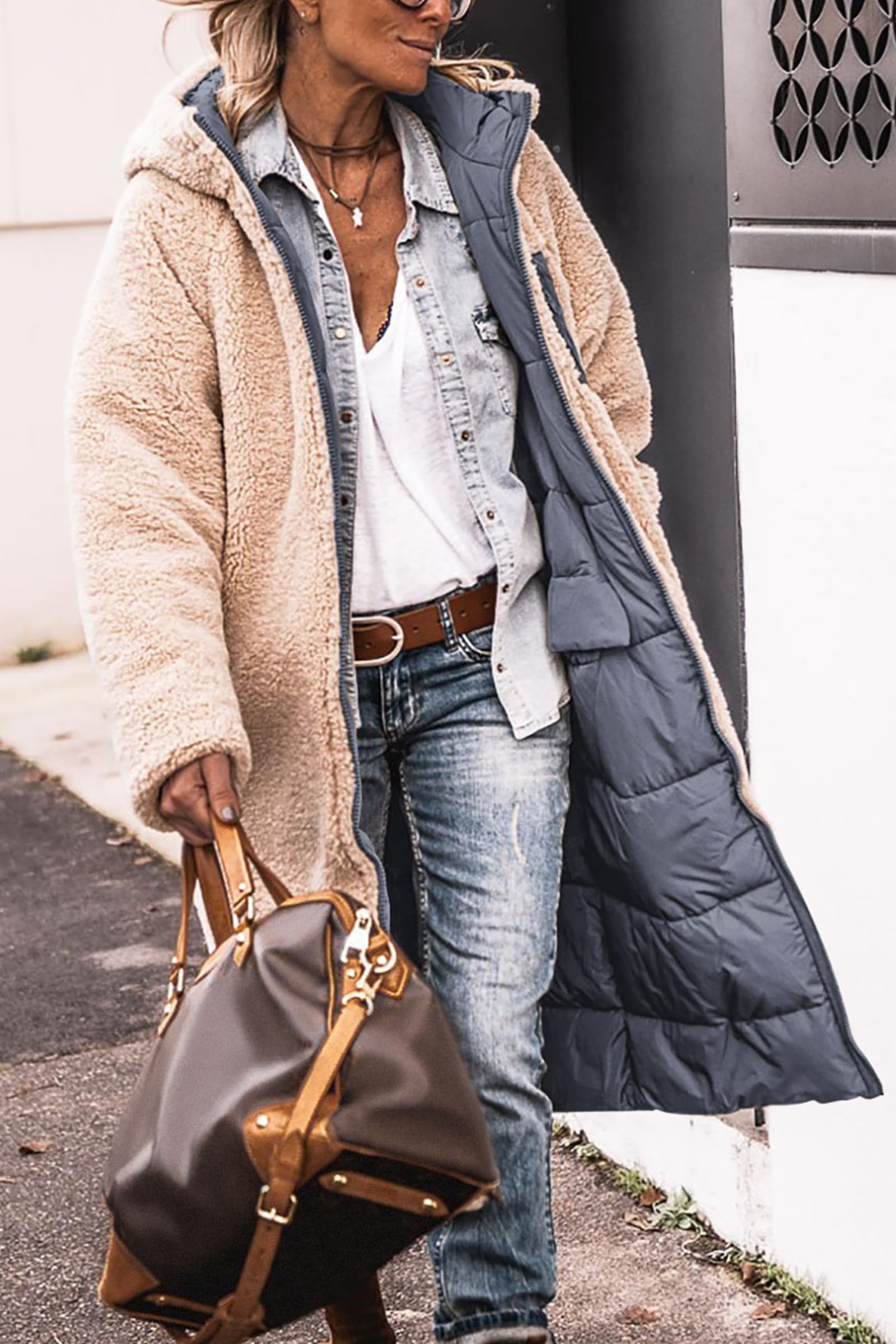 PRETTYGARDEN Women's Oversized Shearling Fleece Long Winter Coat Jacket 2025 - Warm Fashion Outerwear for Cold Weather, Snow Days & Street Style