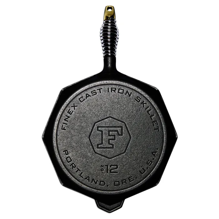 Premium Finex Cast Iron Skillet 12 Inch - Pre-Seasoned, Heavy Duty Cookware for Stovetop, Oven & Grill - Perfect for Searing, Baking & Camping Cooking
