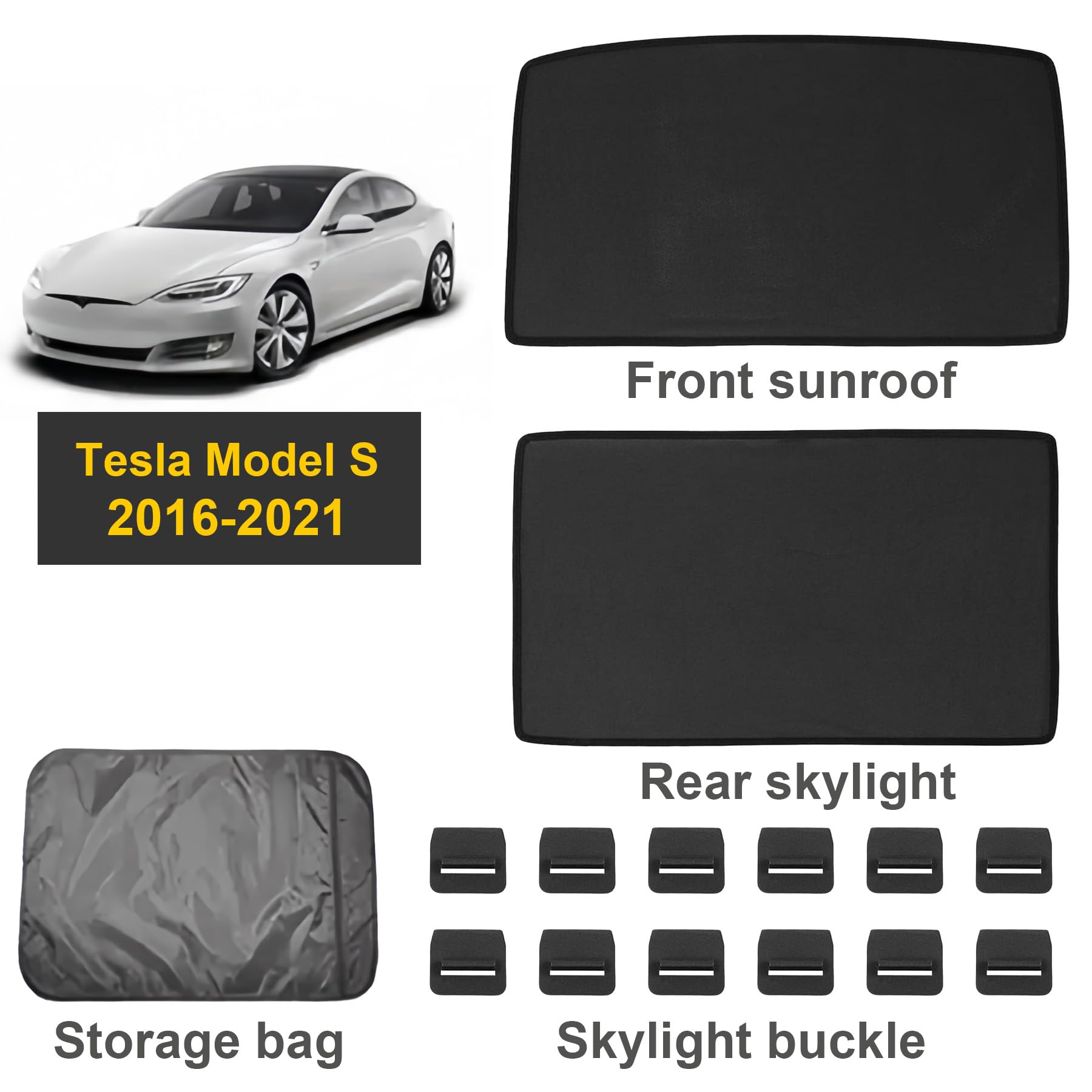 Tesla Model S Sunroof Sunshade - Foldable UV Protection Glass Roof Cover for 2016-2021 Models | Perfect for Summer Driving & Parking