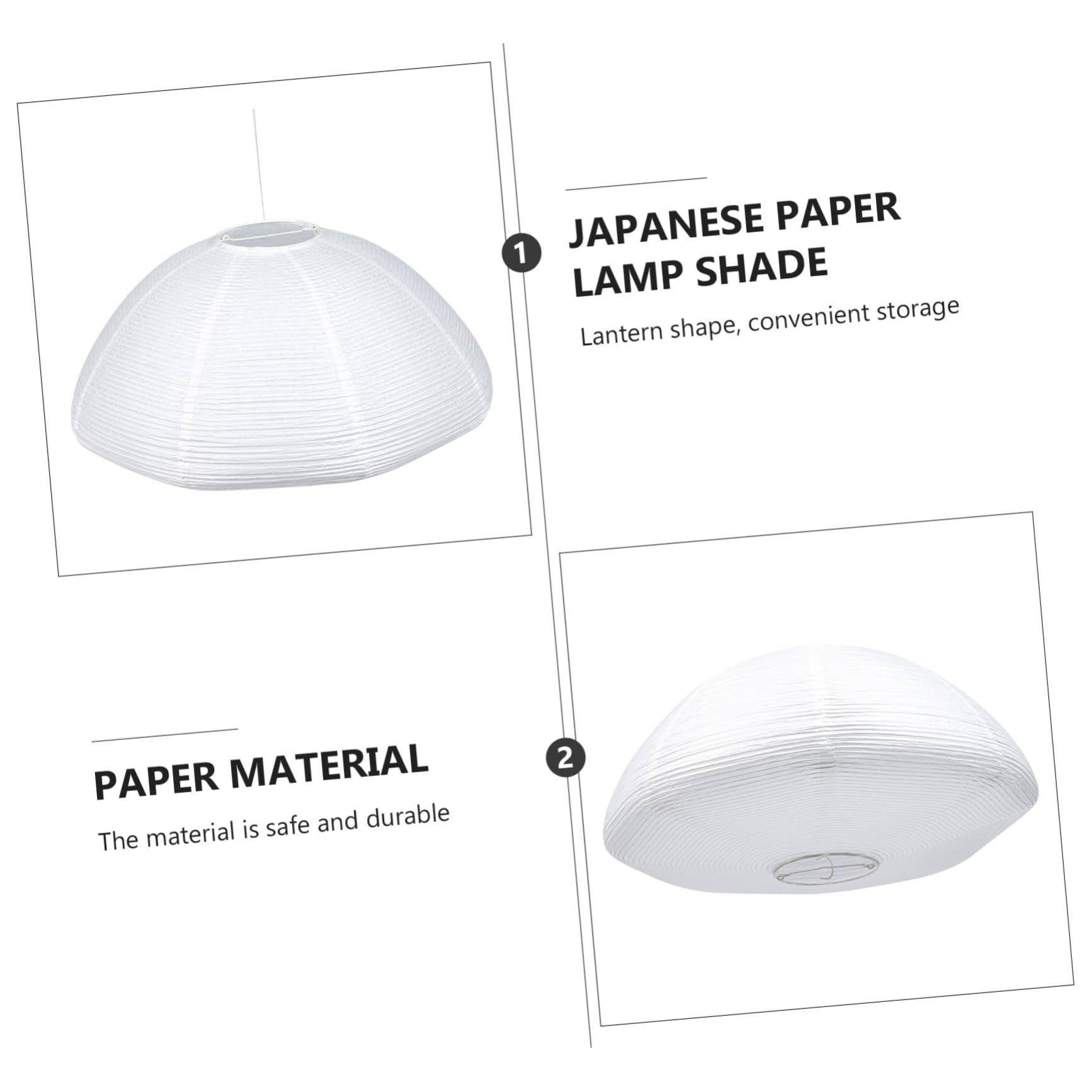 White Mushroom Shaped Paper Lamp Shade - Hanging Ceiling Light Cover, Rice Paper Chinese Japanese Style Lantern for Bedroom, Living Room, Restaurant Decor