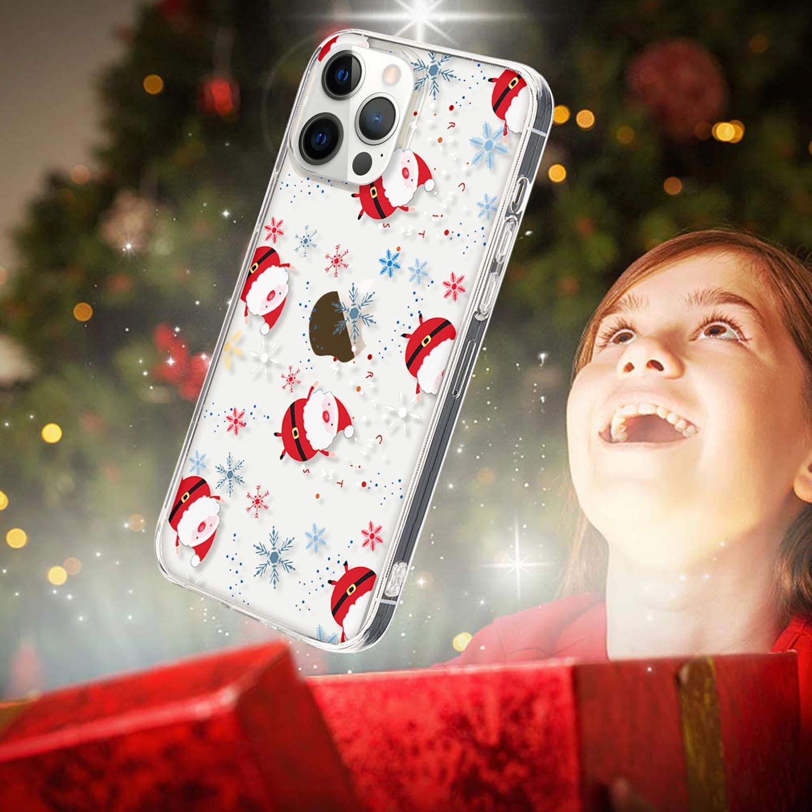 Lafunda Christmas iPhone 12 Pro Max Case - Liquid Silicone & TPU Bumper Protective Cover with Snowflake Design for Women, Men - Perfect Holiday Gift for Xmas & Winter Season
