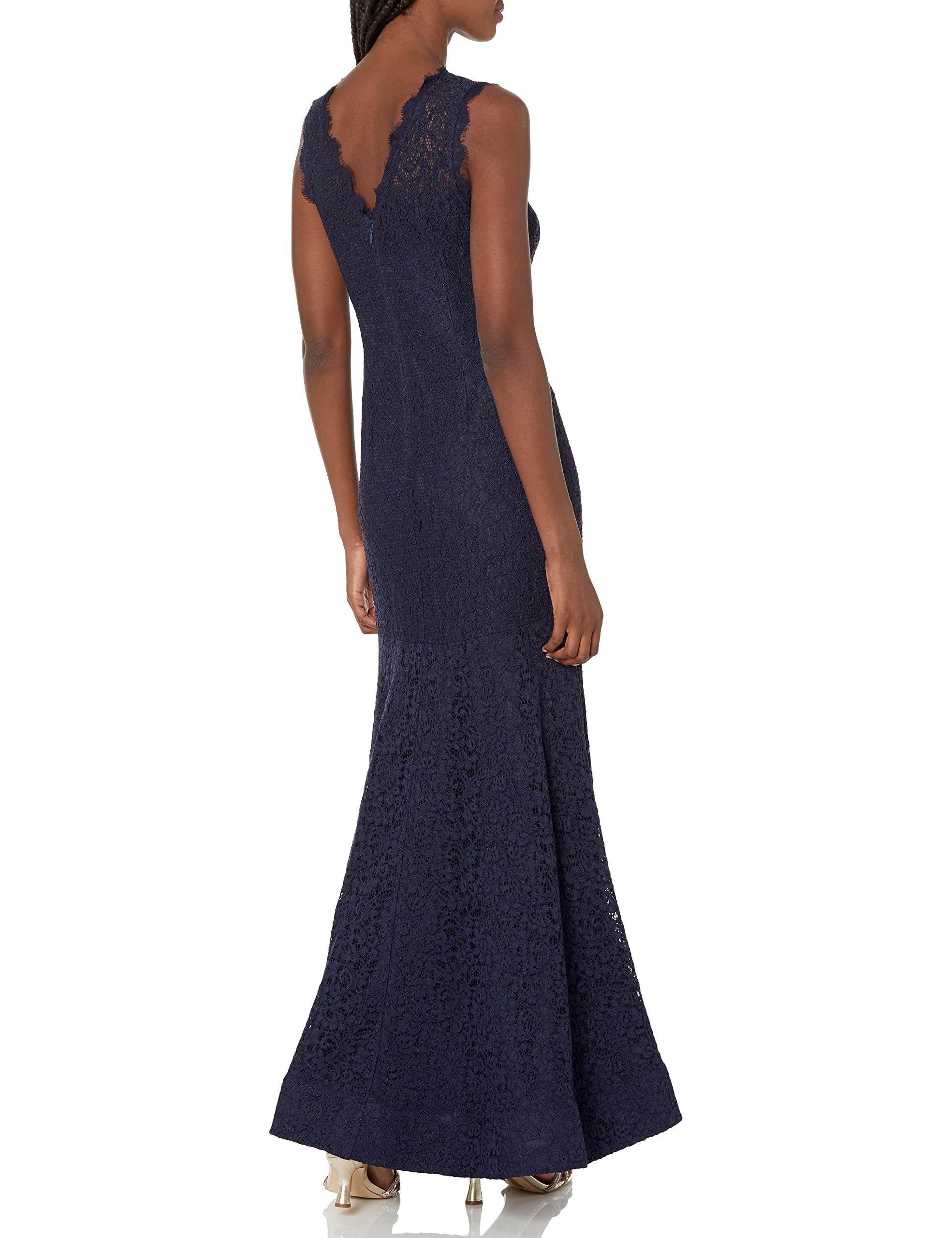 Adrianna Papell Women's Sleeveless Lace Trumpet Gown - Elegant Formal Evening Dress for Prom, Wedding & Special Occasions