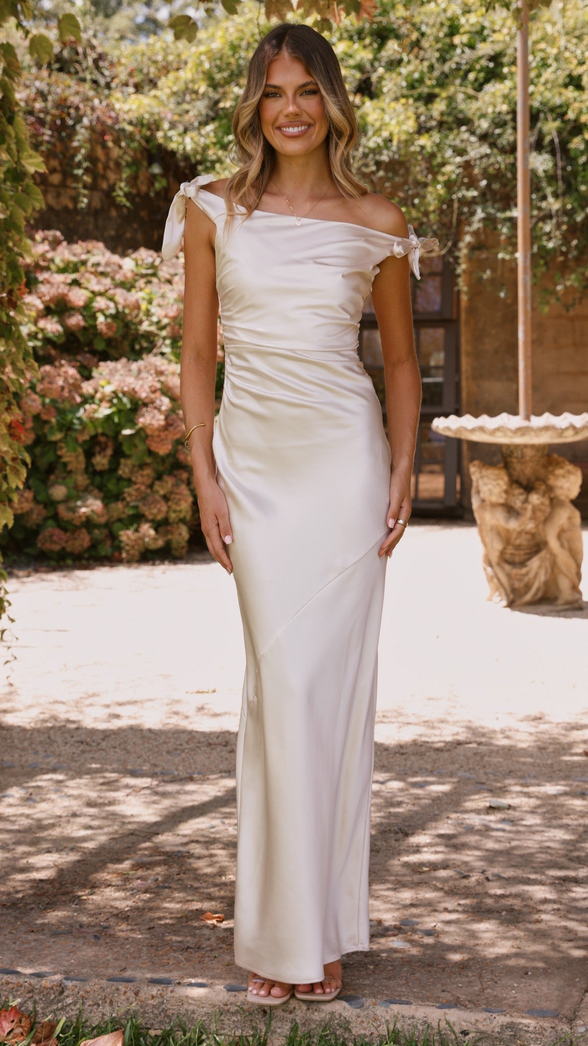 Frida Maxi Dress in Champagne - Elegant Long Flowy Summer Dress for Beach, Wedding & Vacation