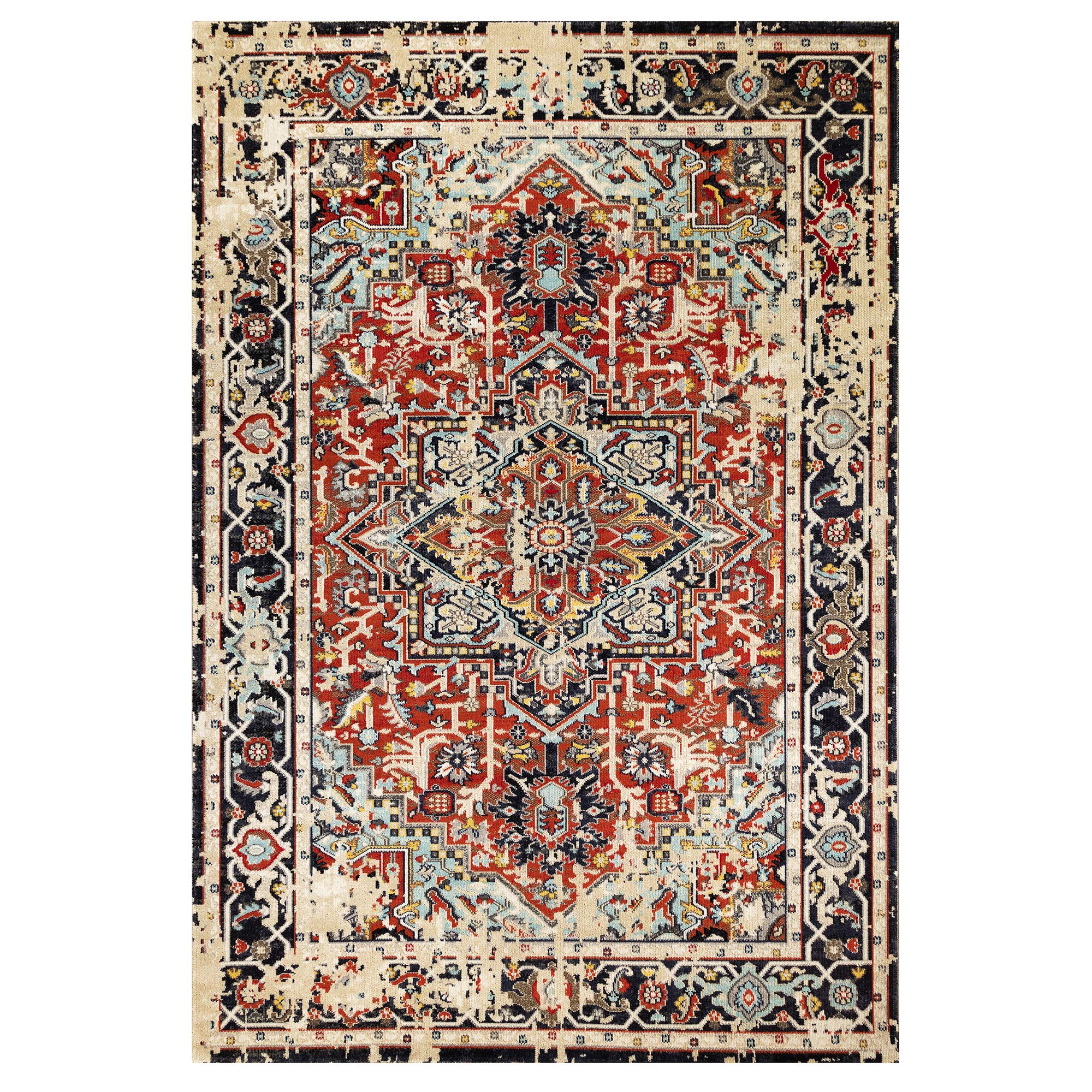 Liora Manne Fresco Indoor Outdoor Washable Area Rug - Heriz Red 4'10