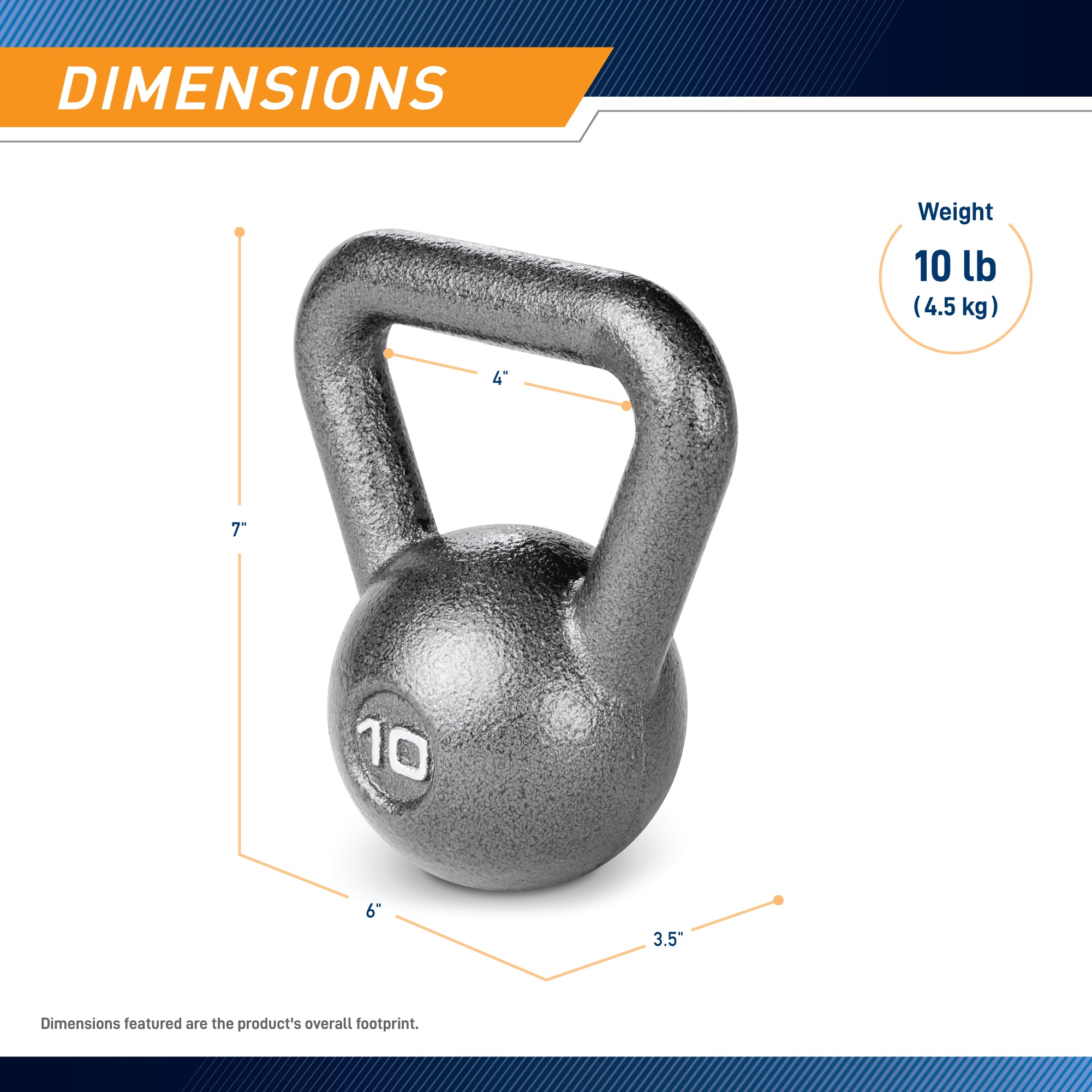 10lb Hammertone Kettlebell - Heavy Duty Cast Iron Workout Weight for Strength Training, CrossFit & Home Gym | HKB 010 | Perfect for HIIT, Functional Fitness & Muscle Building