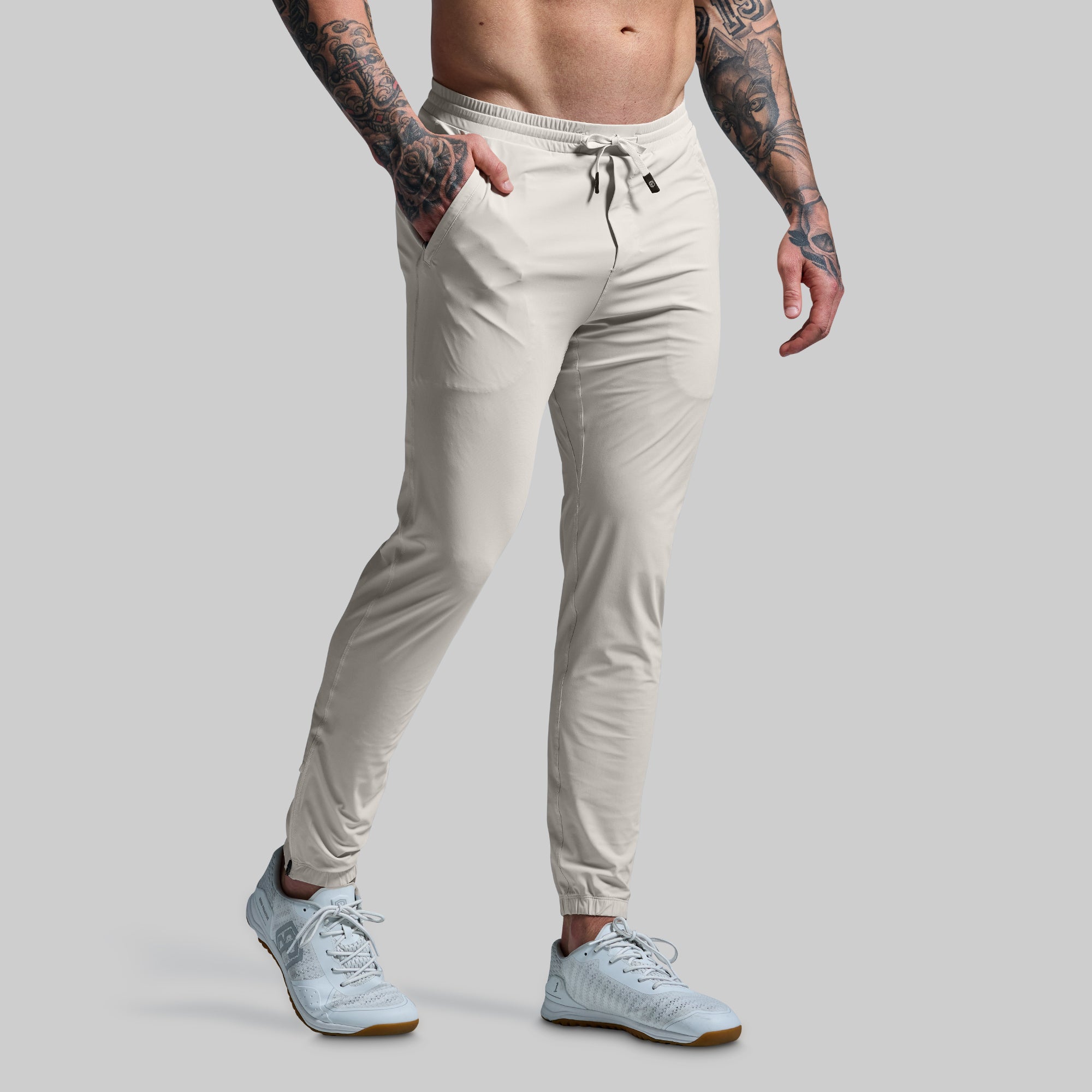 Men's Performance Jogger Pants - Comfortable Athletic Running Pants for Men, Lightweight & Breathable (Oatmeal Color) - Perfect for Gym, Workout, Running & Casual Wear