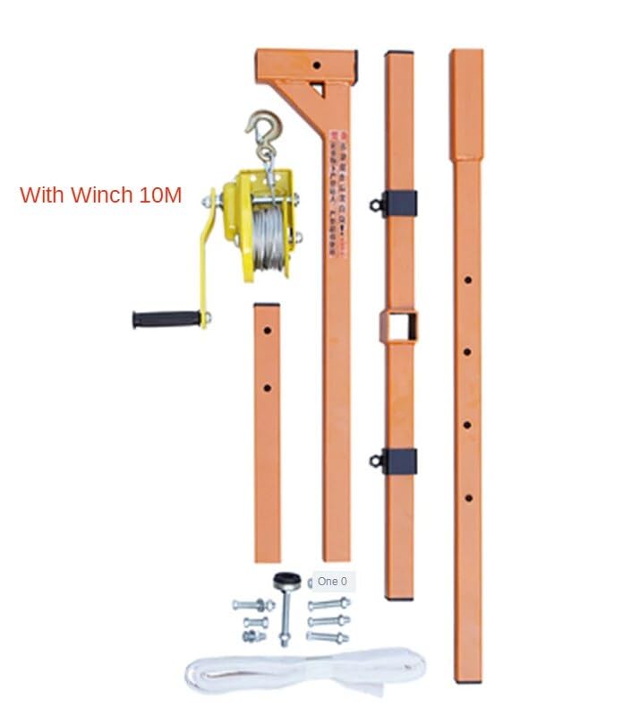 Self-Locking Manual Winch with Folding Bracket - 10m Air Conditioner Installation Lifting Crane Tool for HVAC, Window AC Units & Home Appliance Mounting (EKNGOORAN-10M) - Perfect for Contractors & DIY Home Improvement Projects