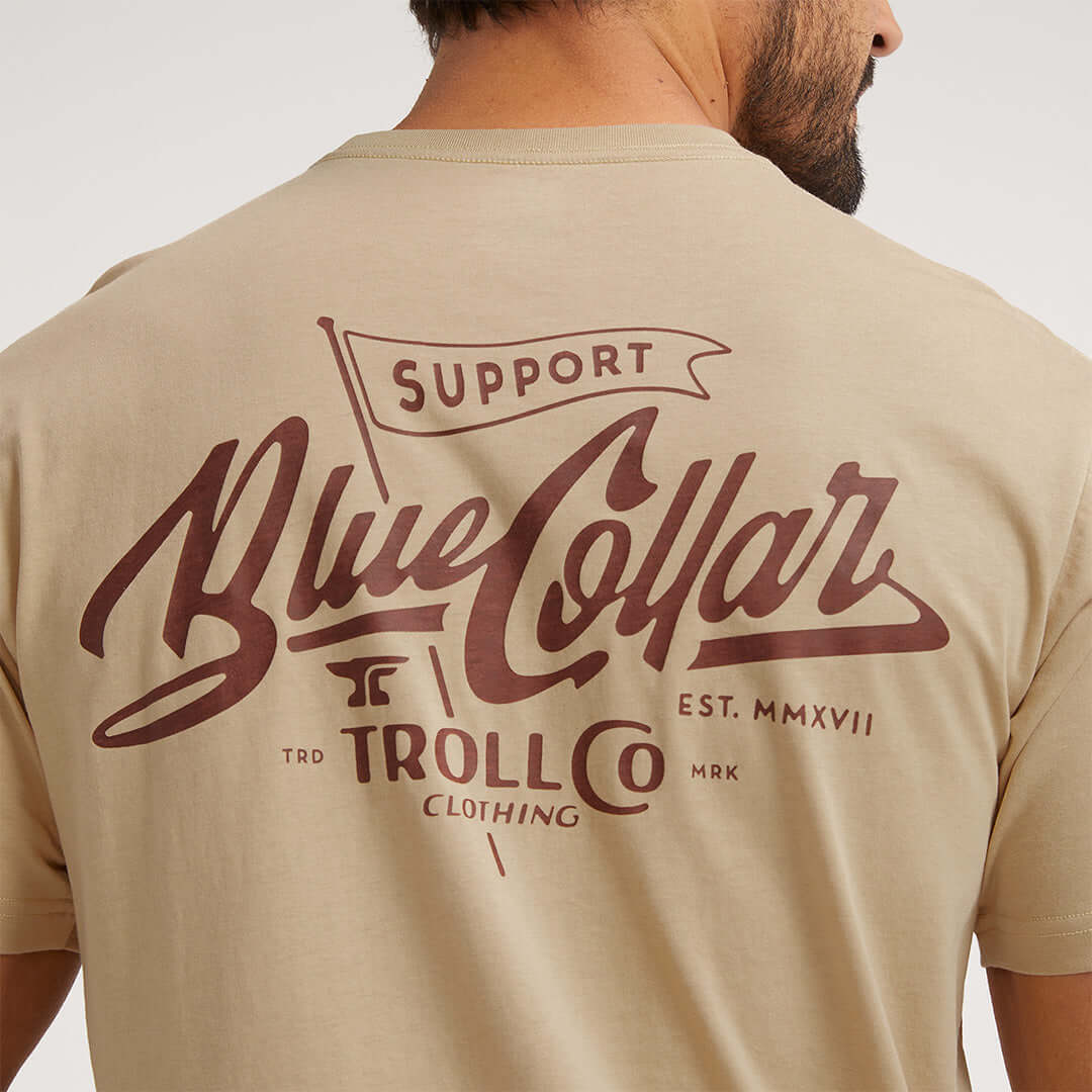Men's SBC Banner Graphic T-Shirt in Tan - Casual Cotton Tee for Everyday Wear, Street Style & Outings