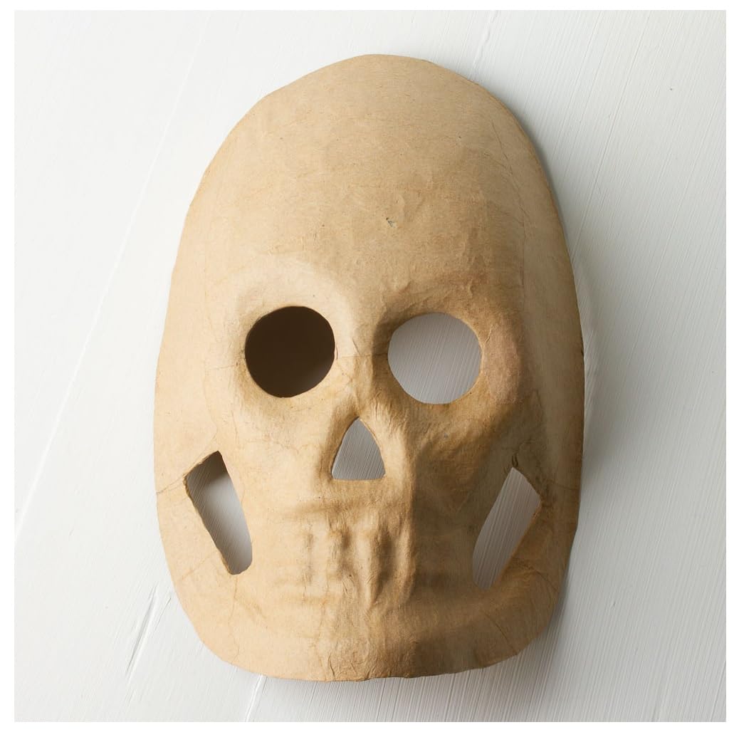 48 Pack Bulk Paper Mache Skeleton Masks - DIY Craft Kit for Painting, Decoupage & Decorating - Perfect for Halloween Parties, Classroom Projects & Art Activities