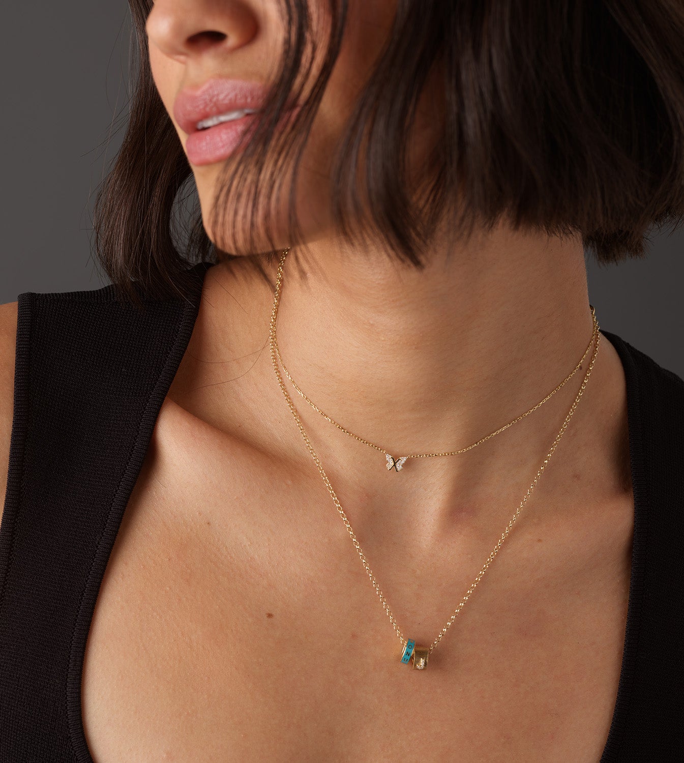Butterfly Reverie Mini Symbol Stationary Necklace - Elegant Jewelry for Writing, Office & Everyday Wear