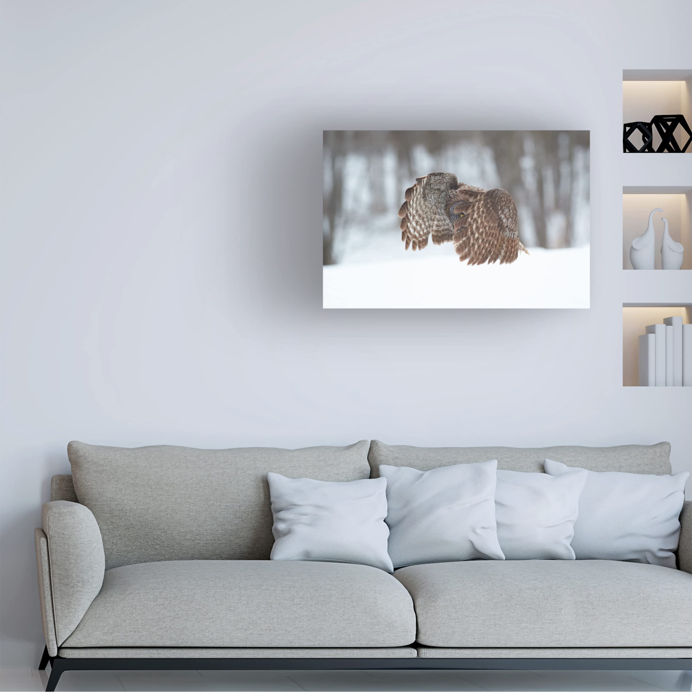 Jim Luo 'Great Grey Owl 2' Canvas Wall Art Print - Premium Wildlife Home Decor for Living Room, Bedroom & Office