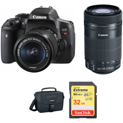 Canon EOS Rebel T6i/800D DSLR Camera Bundle with 18-55mm & 55-250mm Lenses - Professional Photography Kit for Travel, Portraits & Wildlife Shooting
