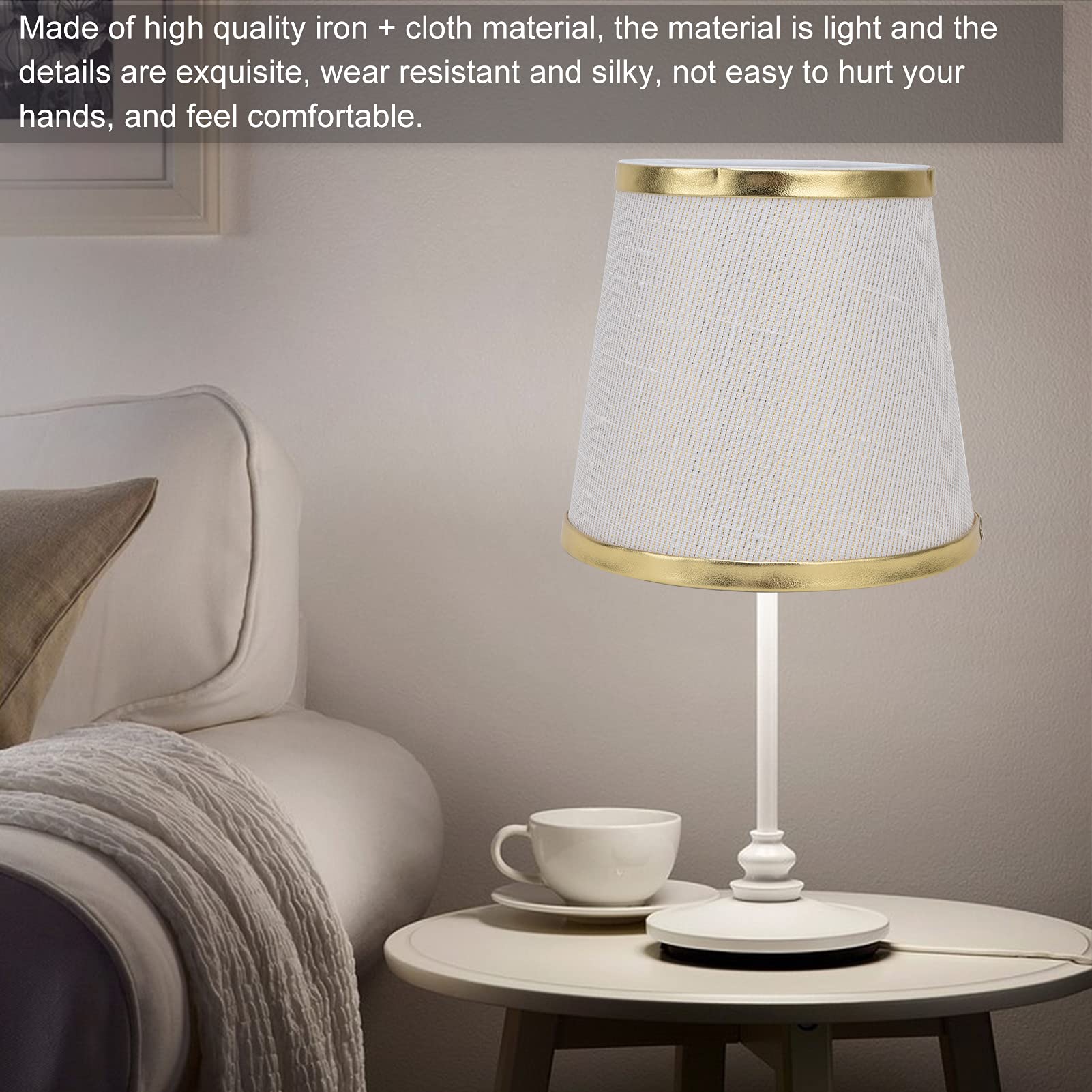2PCS Creamy White Fabric Lampshades for E14 Bulb - Candle Chandelier Wall & Table Lamp Shades - Perfect for Bedroom, Living Room, and Dining Room Lighting Decor