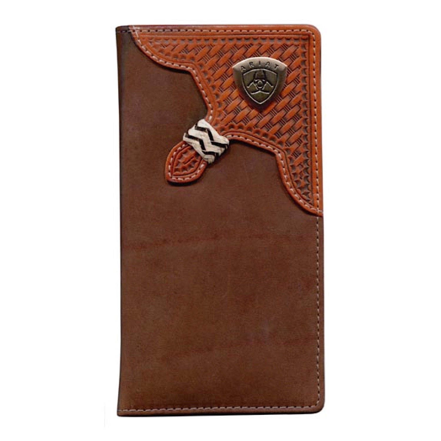ARIAT Rodeo Wallet for Men - Genuine Leather Cowboy Bifold Wallet with ID Window (Model WLT1111A) - Perfect for Western Riders, Cowboys & Outdoor Enthusiasts