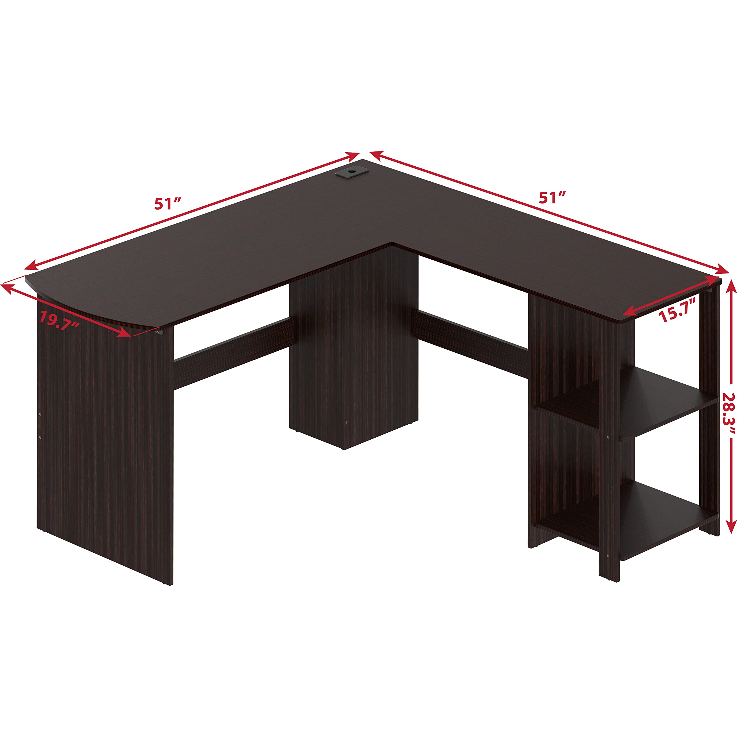 SHW L-Shaped Home Office Wood Corner Desk with Keyboard Tray, Espresso Finish - Perfect for Small Spaces, Gaming & Workstation Setup